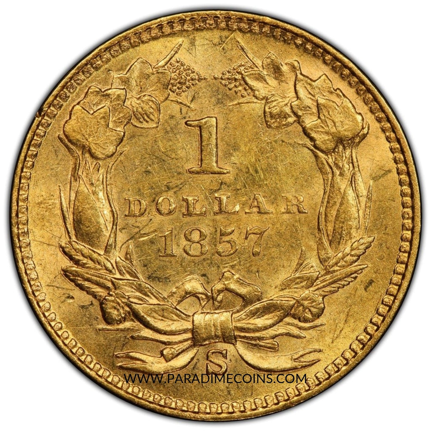 1857-S G$1 MS61 PCGS CAC - Paradime Coins | PCGS NGC CACG CAC Rare US Numismatic Coins For Sale