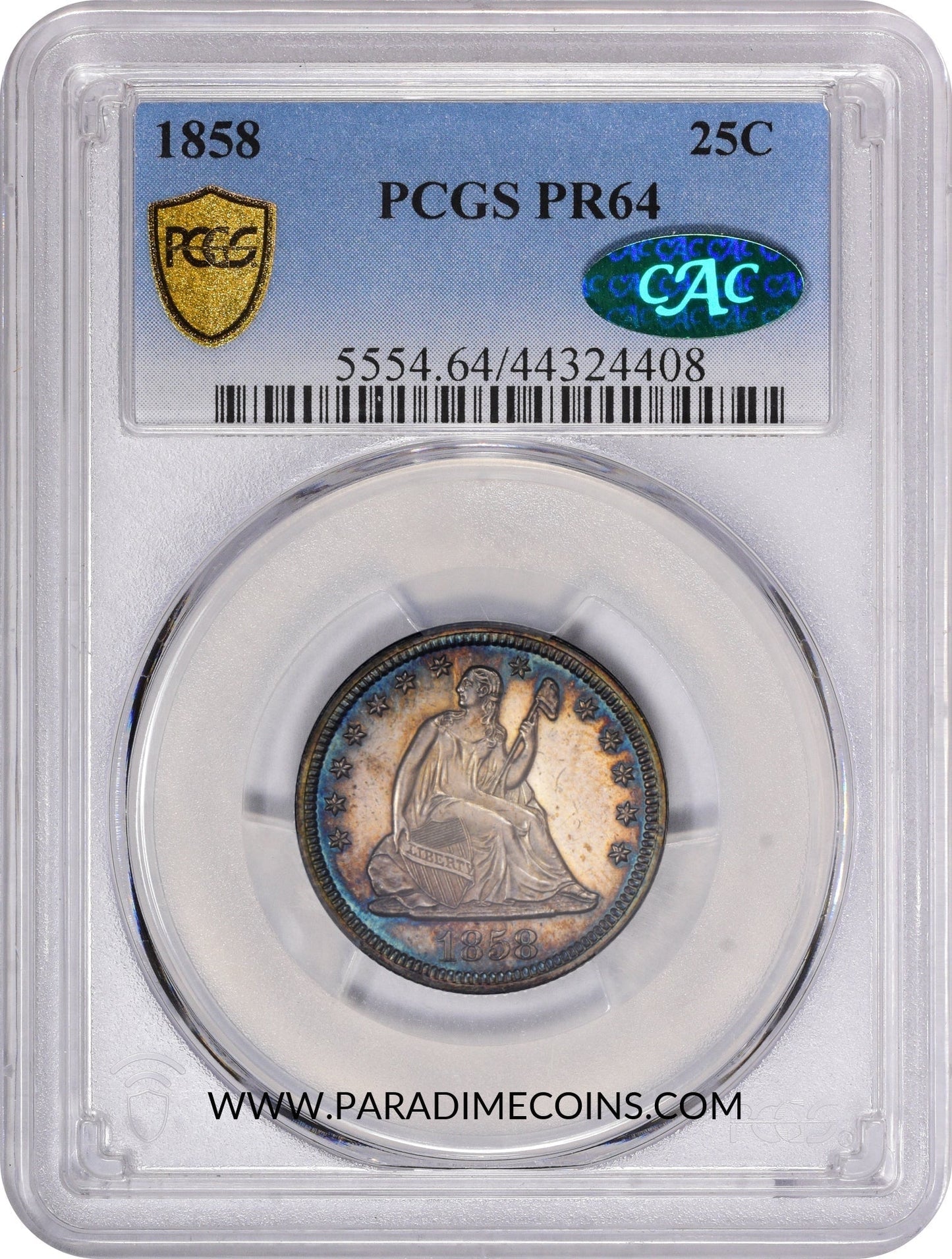 1858 25C PR64 PCGS CAC - Paradime Coins | PCGS NGC CACG CAC Rare US Numismatic Coins For Sale