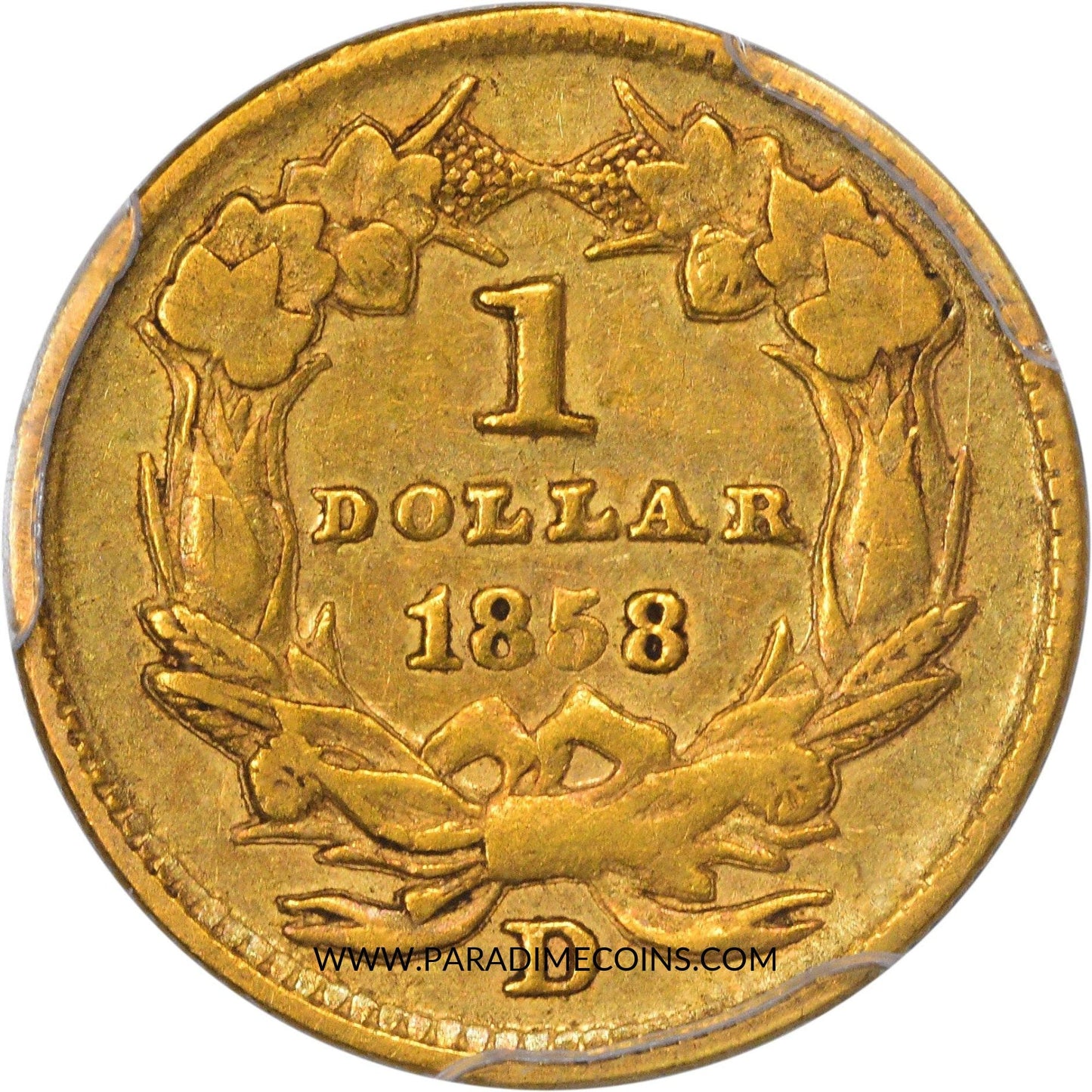 1858-D G$1 XF45 PCGS CAC - Paradime Coins | PCGS NGC CACG CAC Rare US Numismatic Coins For Sale