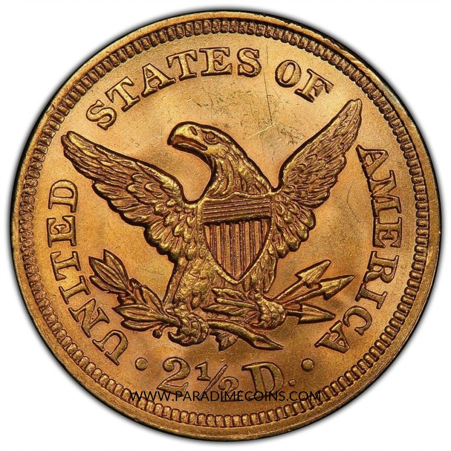 1859 $2.5 MS63+ OLD REVERSE PCGS CAC - Paradime Coins | PCGS NGC CACG CAC Rare US Numismatic Coins For Sale