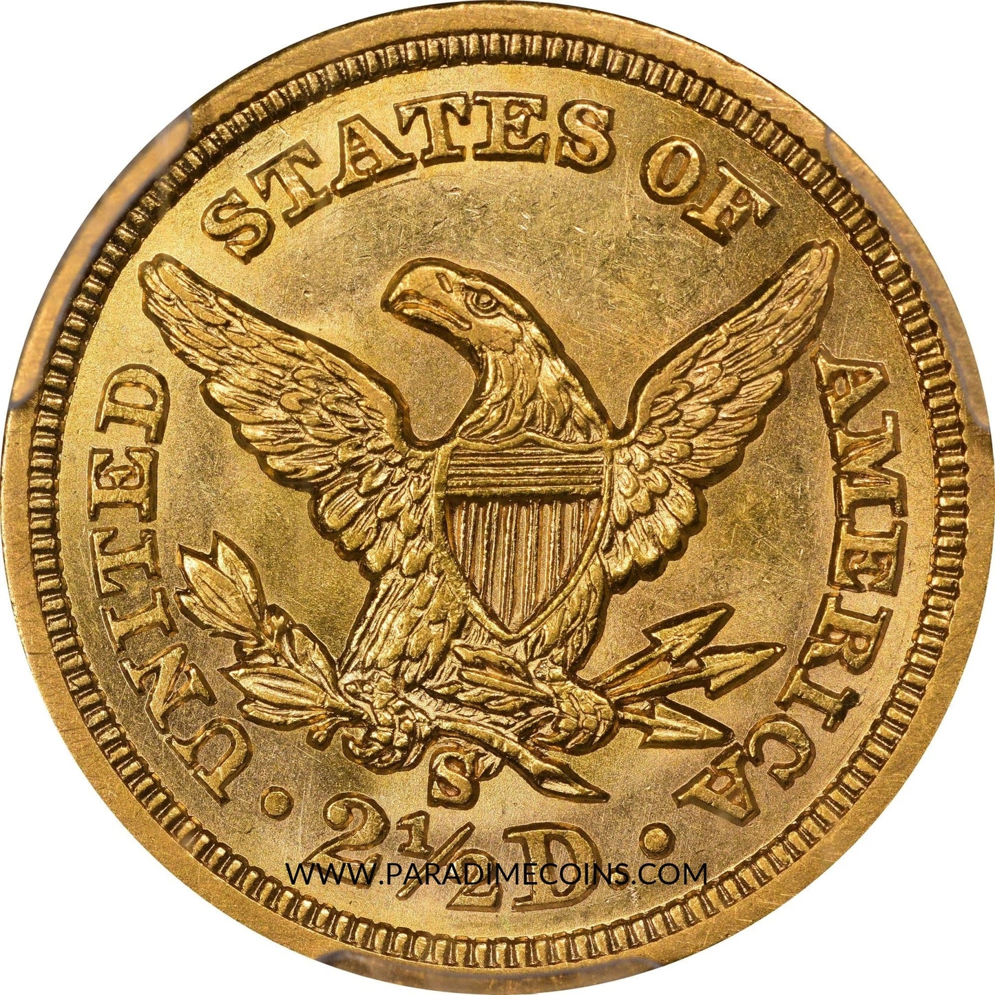 1859-S $2.5 MS62 PCGS - Paradime Coins | PCGS NGC CACG CAC Rare US Numismatic Coins For Sale