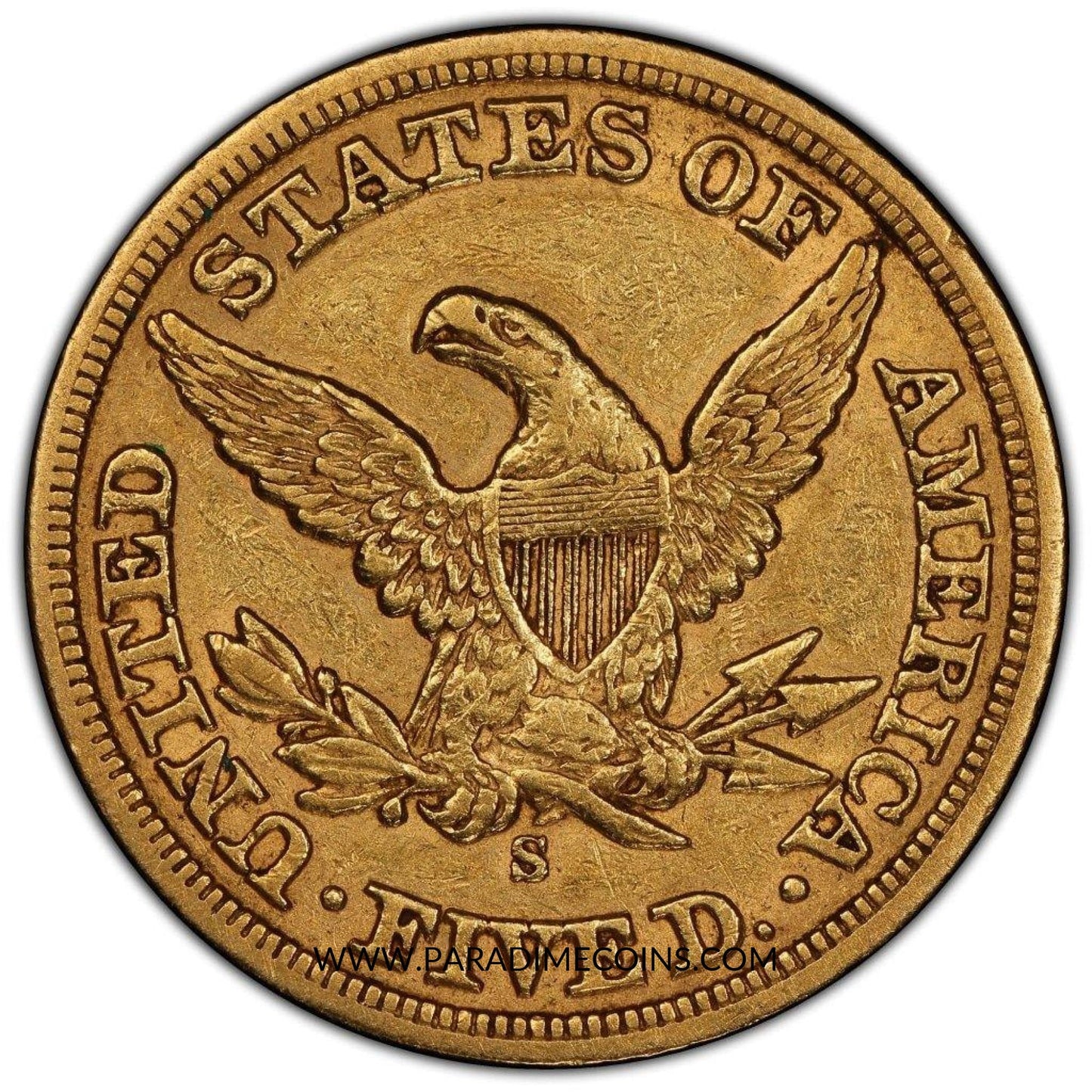 1860-S $5 XF45 PCGS CAC - Paradime Coins | PCGS NGC CACG CAC Rare US Numismatic Coins For Sale