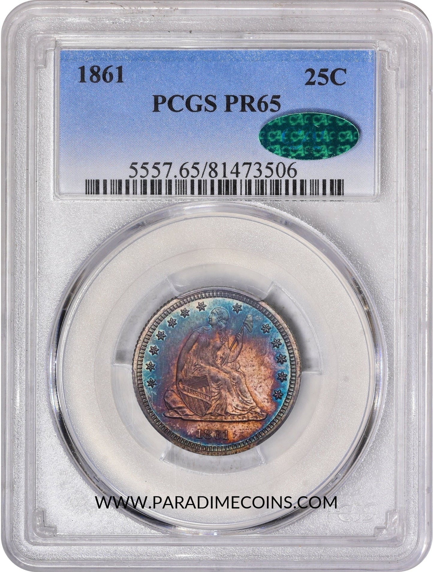 1861 25C PR65 PCGS CAC - Paradime Coins | PCGS NGC CACG CAC Rare US Numismatic Coins For Sale