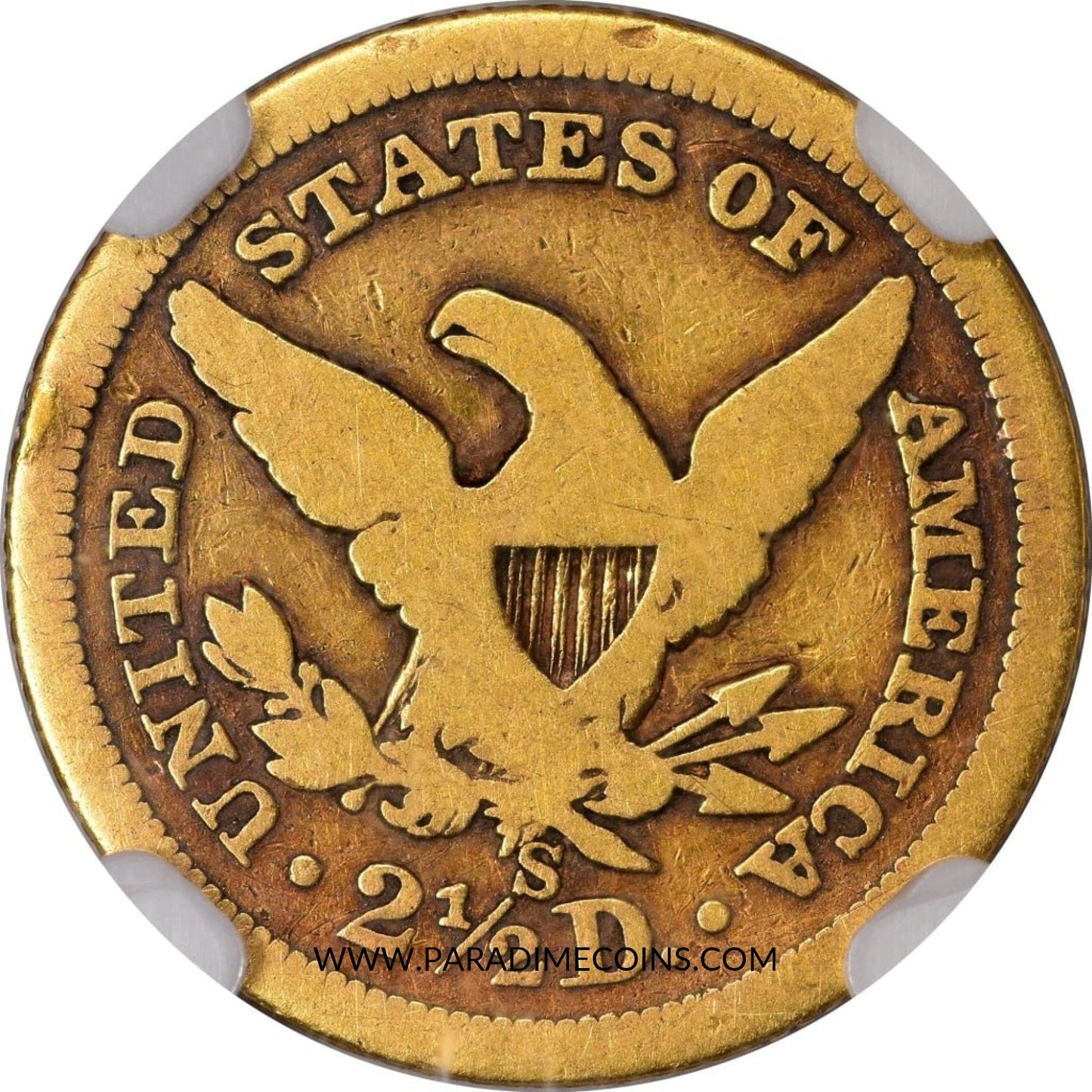 1861-S $2.5 VG10 NGC CAC - Paradime Coins | PCGS NGC CACG CAC Rare US Numismatic Coins For Sale