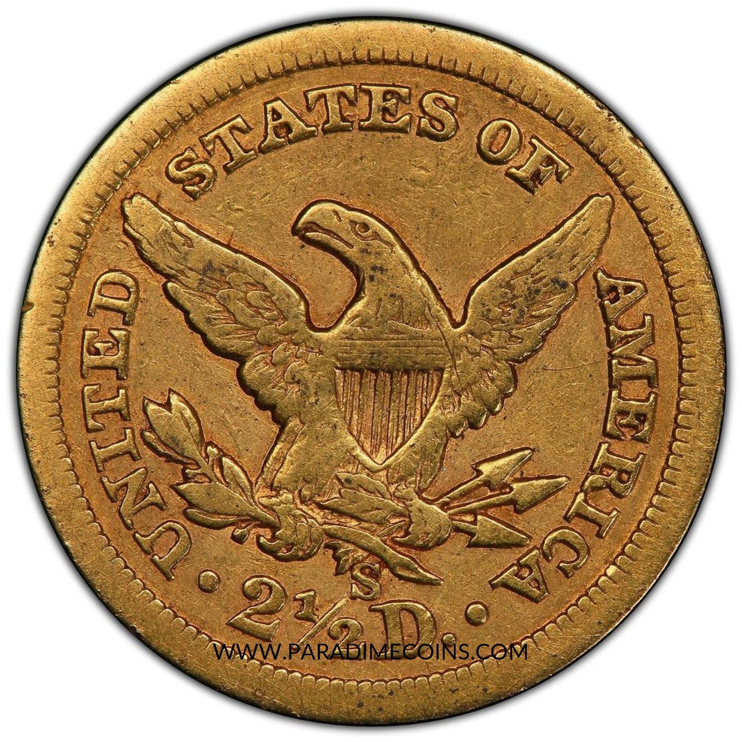 1861-S $2.5 VF30 PCGS - Paradime Coins | PCGS NGC CACG CAC Rare US Numismatic Coins For Sale