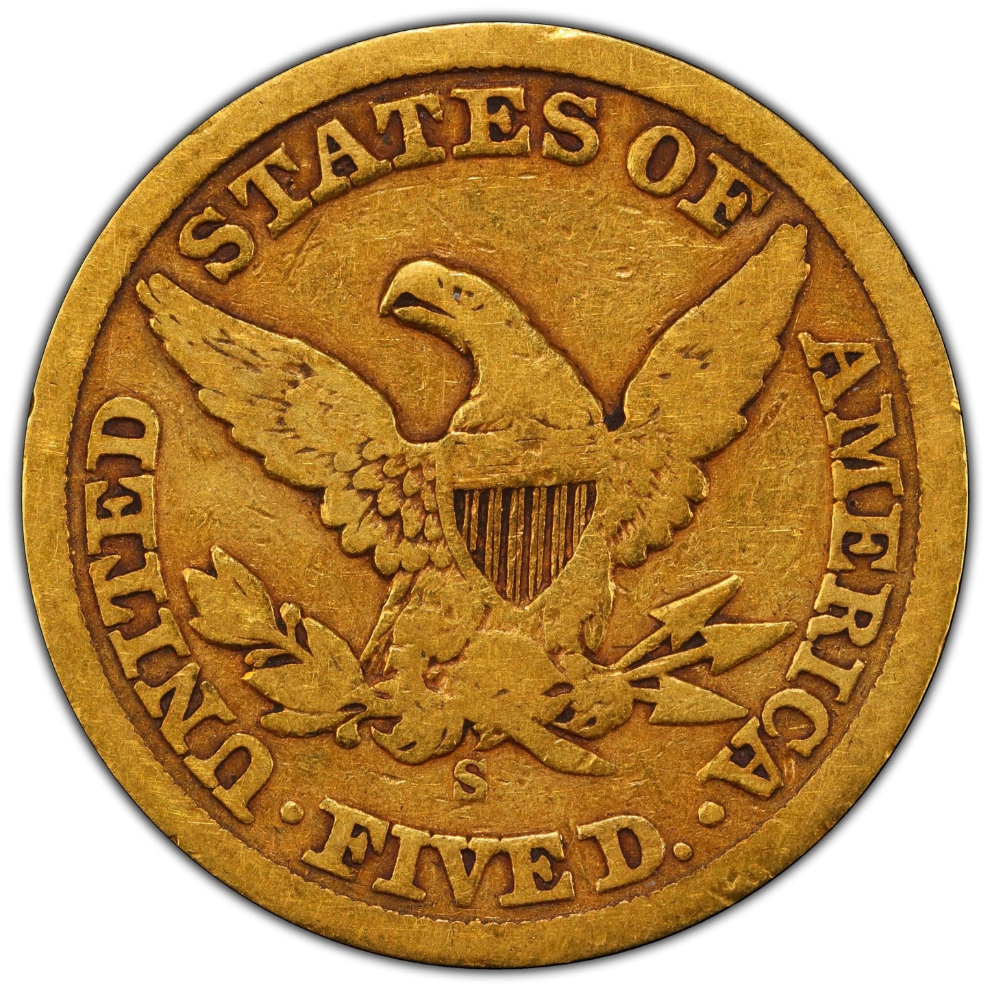 1861-S $5 F15 PCGS CAC - Paradime Coins | PCGS NGC CACG CAC Rare US Numismatic Coins For Sale