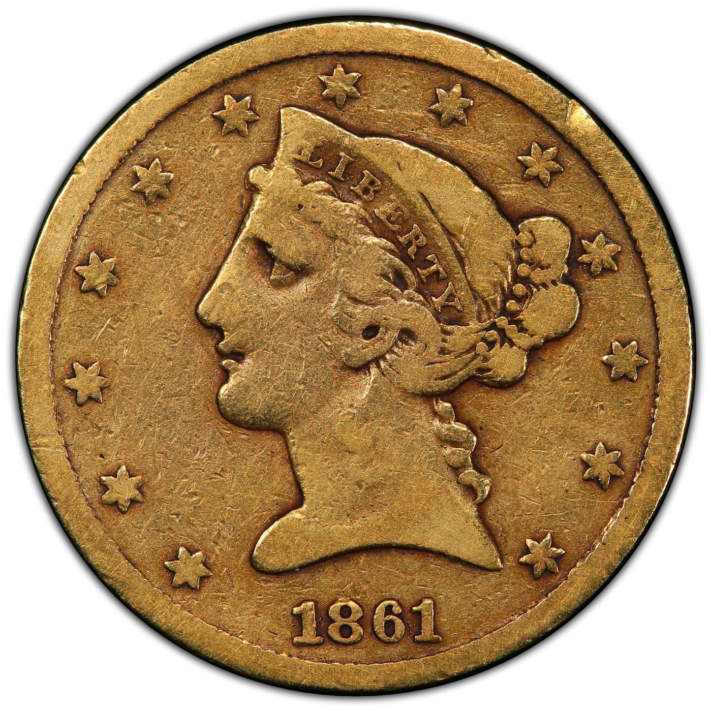 1861-S $5 F15 PCGS CAC - Paradime Coins | PCGS NGC CACG CAC Rare US Numismatic Coins For Sale