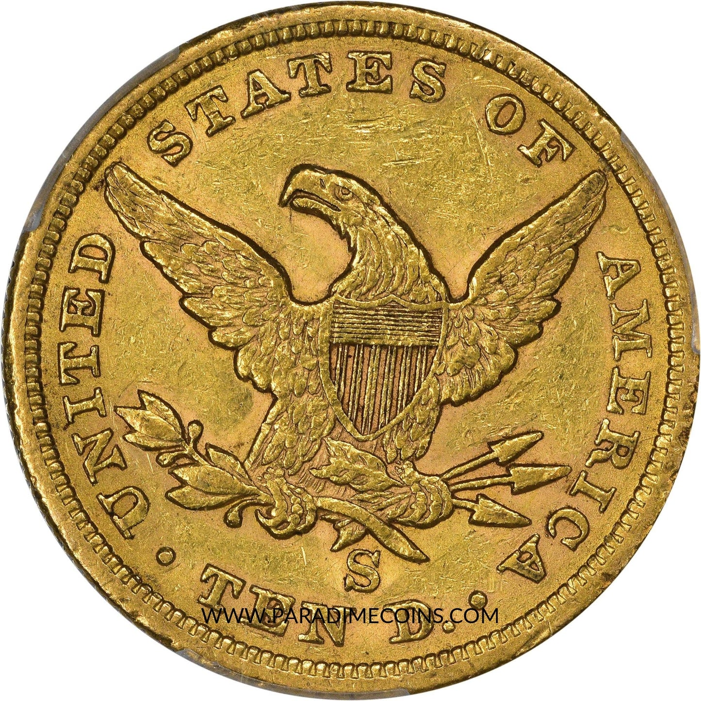 1862-S $10 AU53 PCGS CAC - Paradime Coins | PCGS NGC CACG CAC Rare US Numismatic Coins For Sale