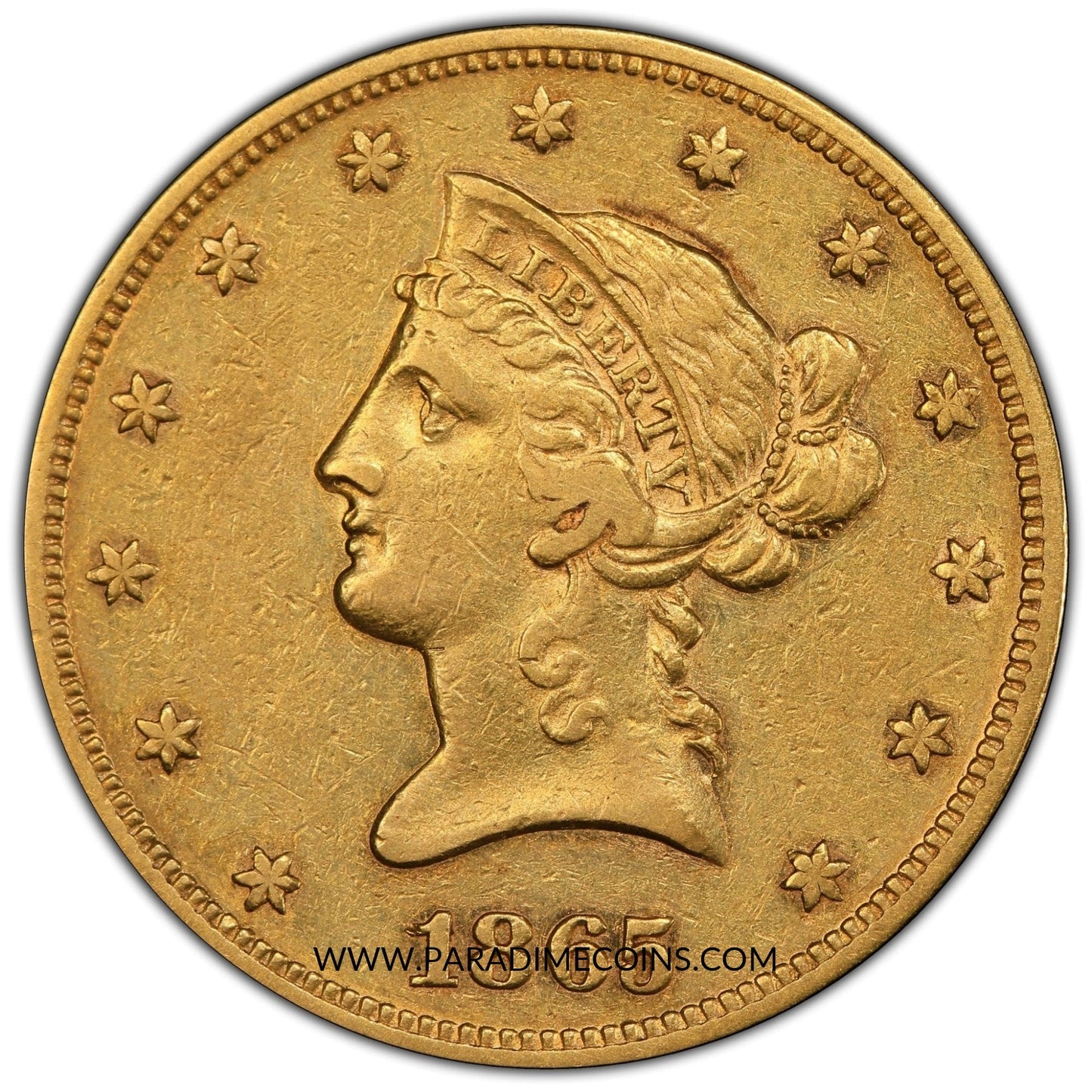 1865 $10 XF45 PCGS - Paradime Coins | PCGS NGC CACG CAC Rare US Numismatic Coins For Sale