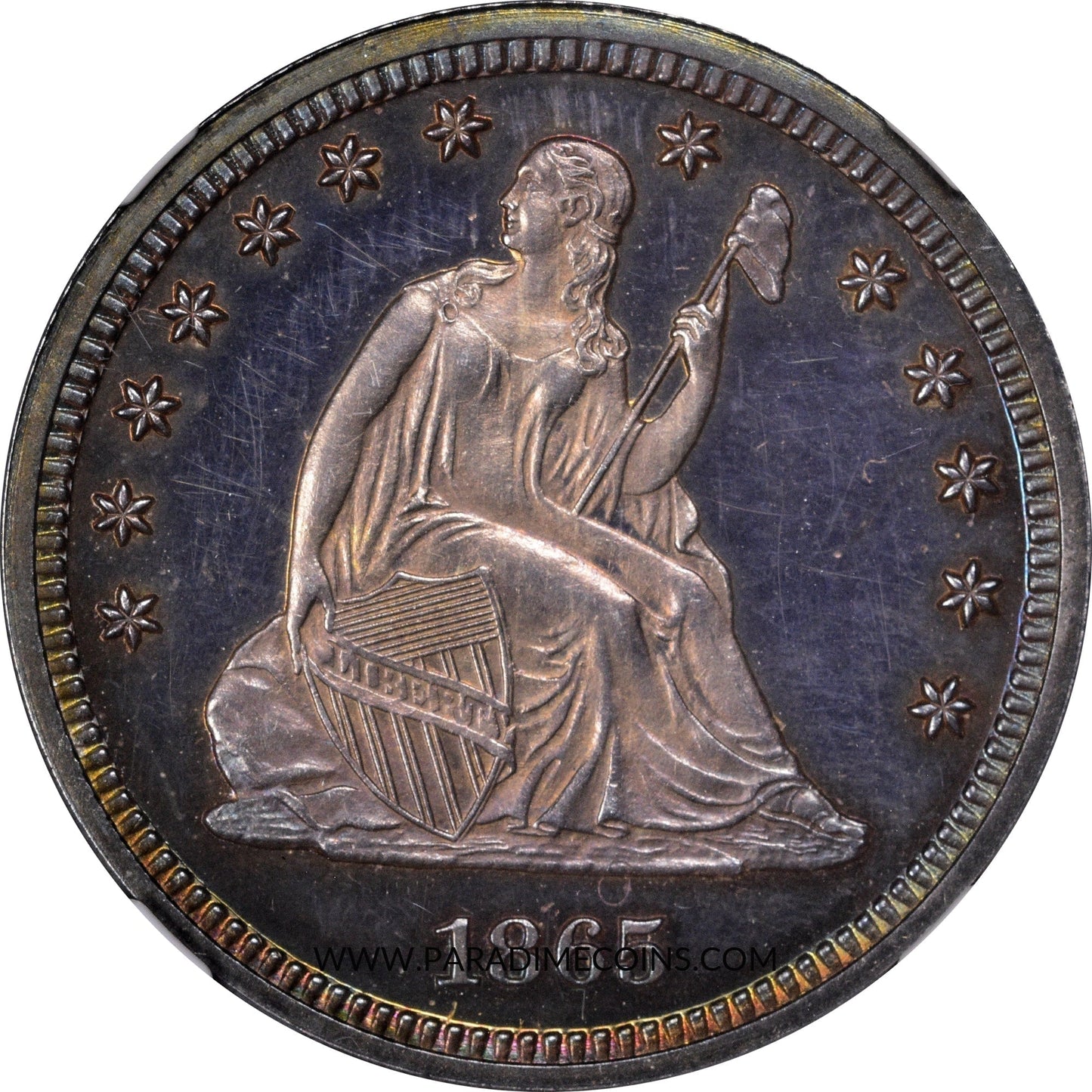 1865 25C PR62 CAMEO NGC CAC - Paradime Coins | PCGS NGC CACG CAC Rare US Numismatic Coins For Sale