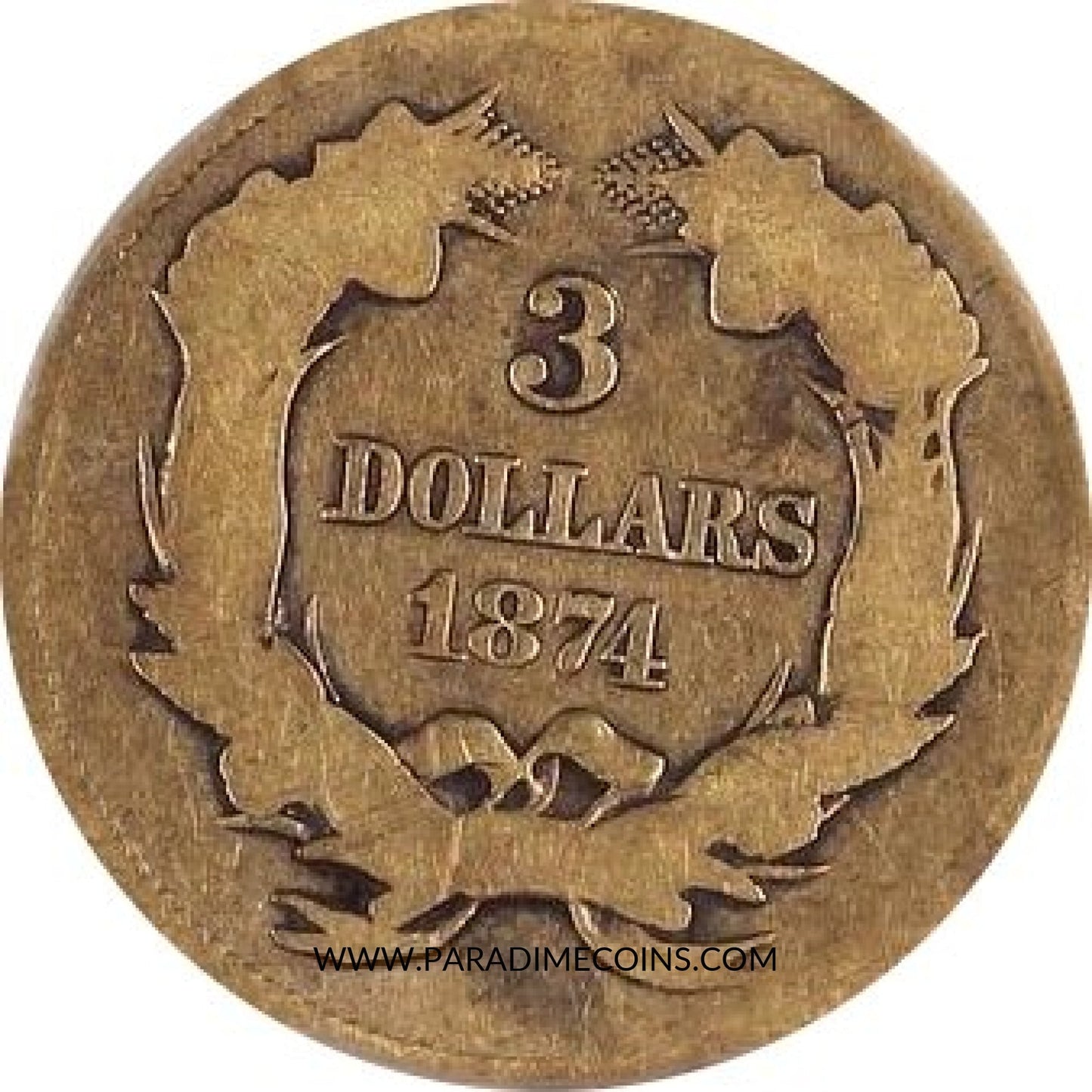 1874 $3 AG03 PCGS CAC - Paradime Coins | PCGS NGC CACG CAC Rare US Numismatic Coins For Sale