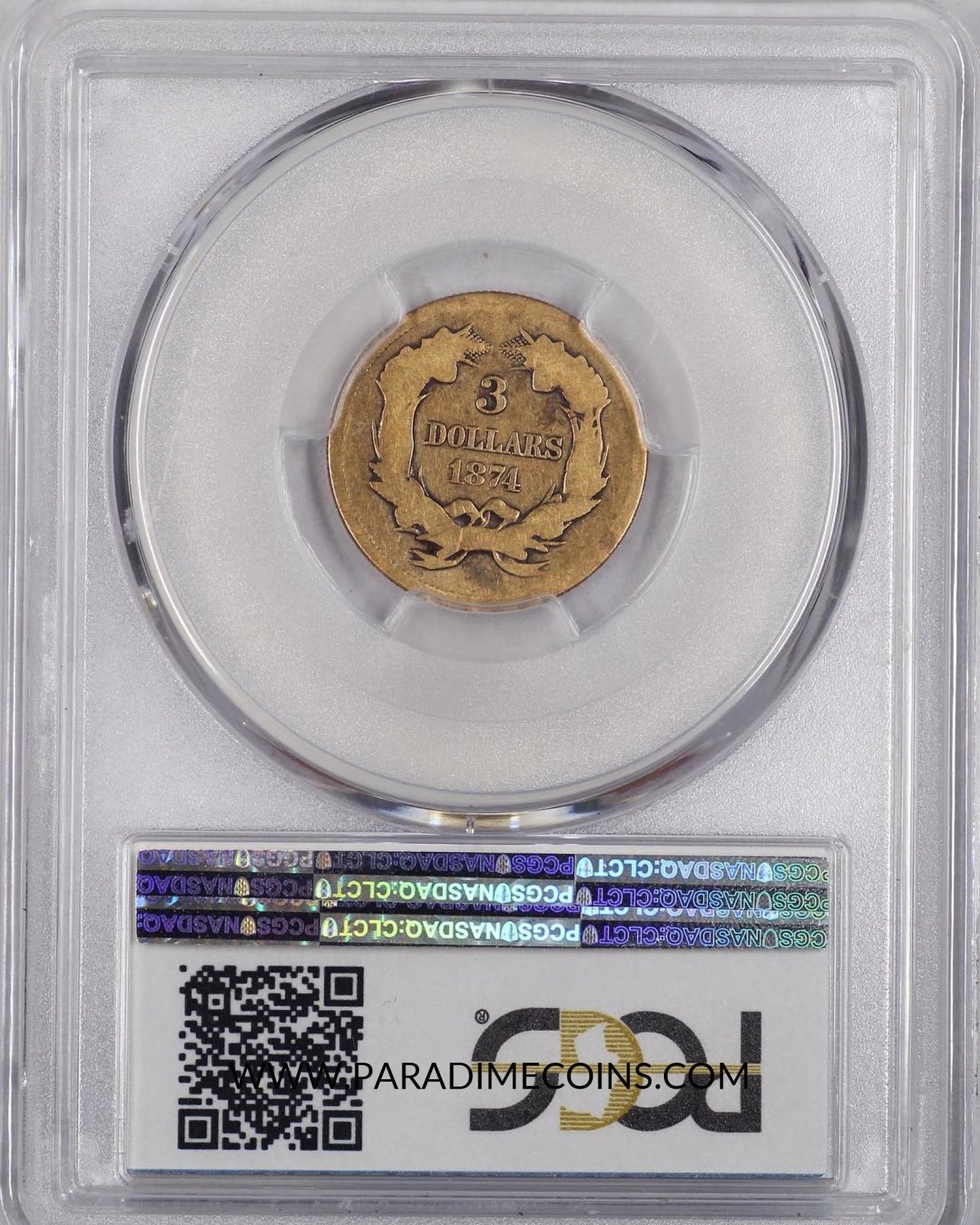 1874 $3 AG03 PCGS CAC - Paradime Coins | PCGS NGC CACG CAC Rare US Numismatic Coins For Sale