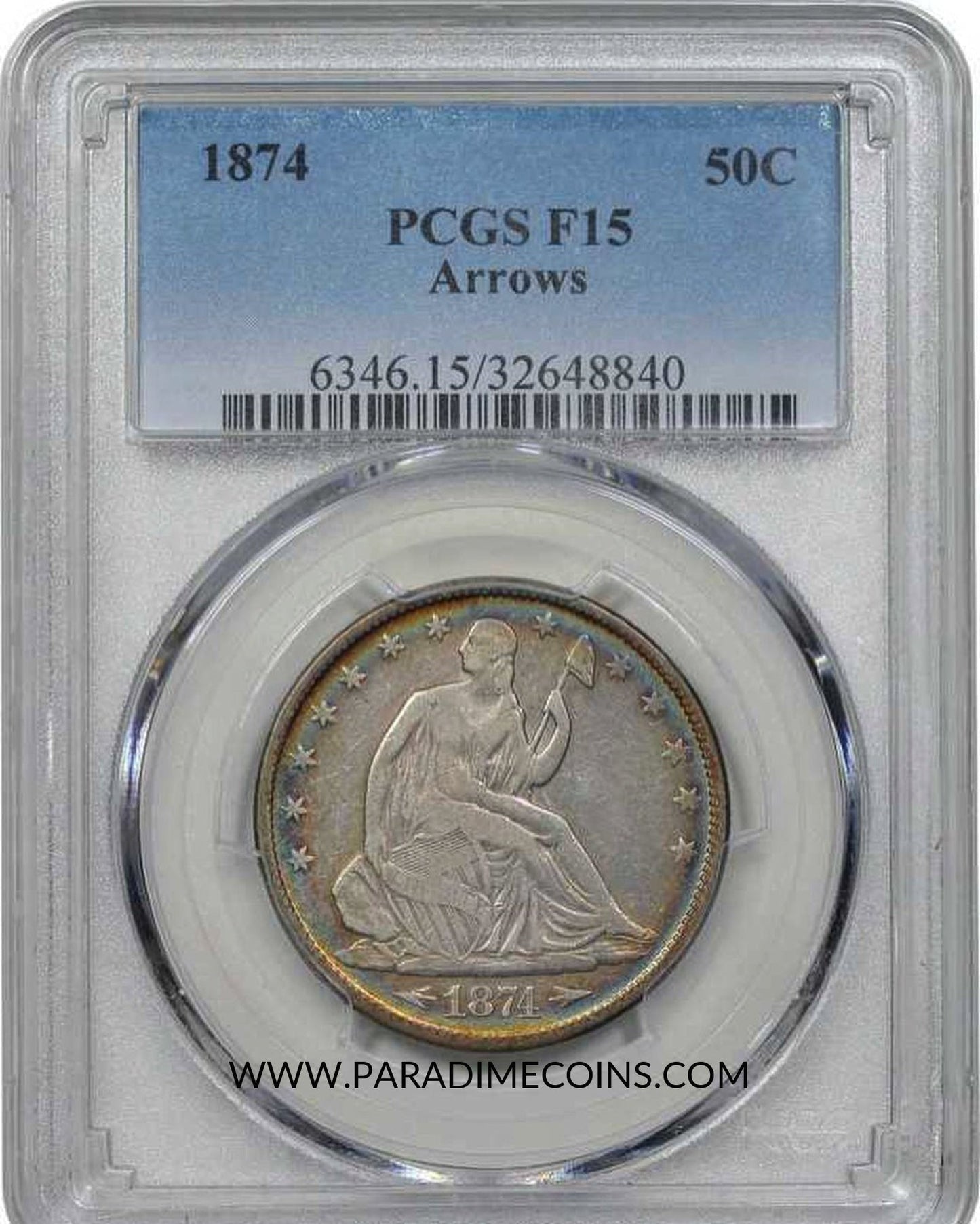 1874 50C F15 ARROWS PCGS - Paradime Coins | PCGS NGC CACG CAC Rare US Numismatic Coins For Sale