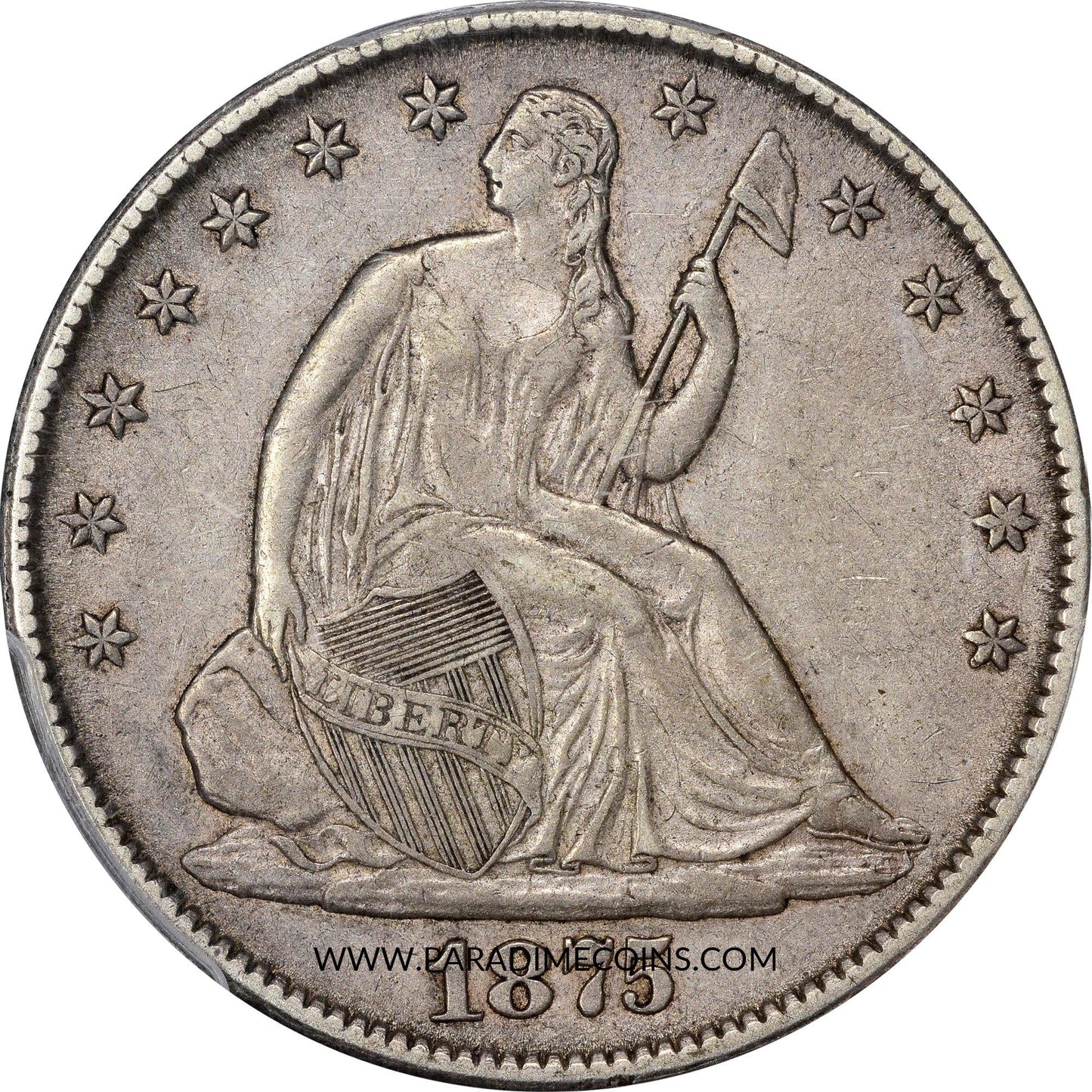1875-CC 50C AU50 PCGS CAC - Paradime Coins | PCGS NGC CACG CAC Rare US Numismatic Coins For Sale