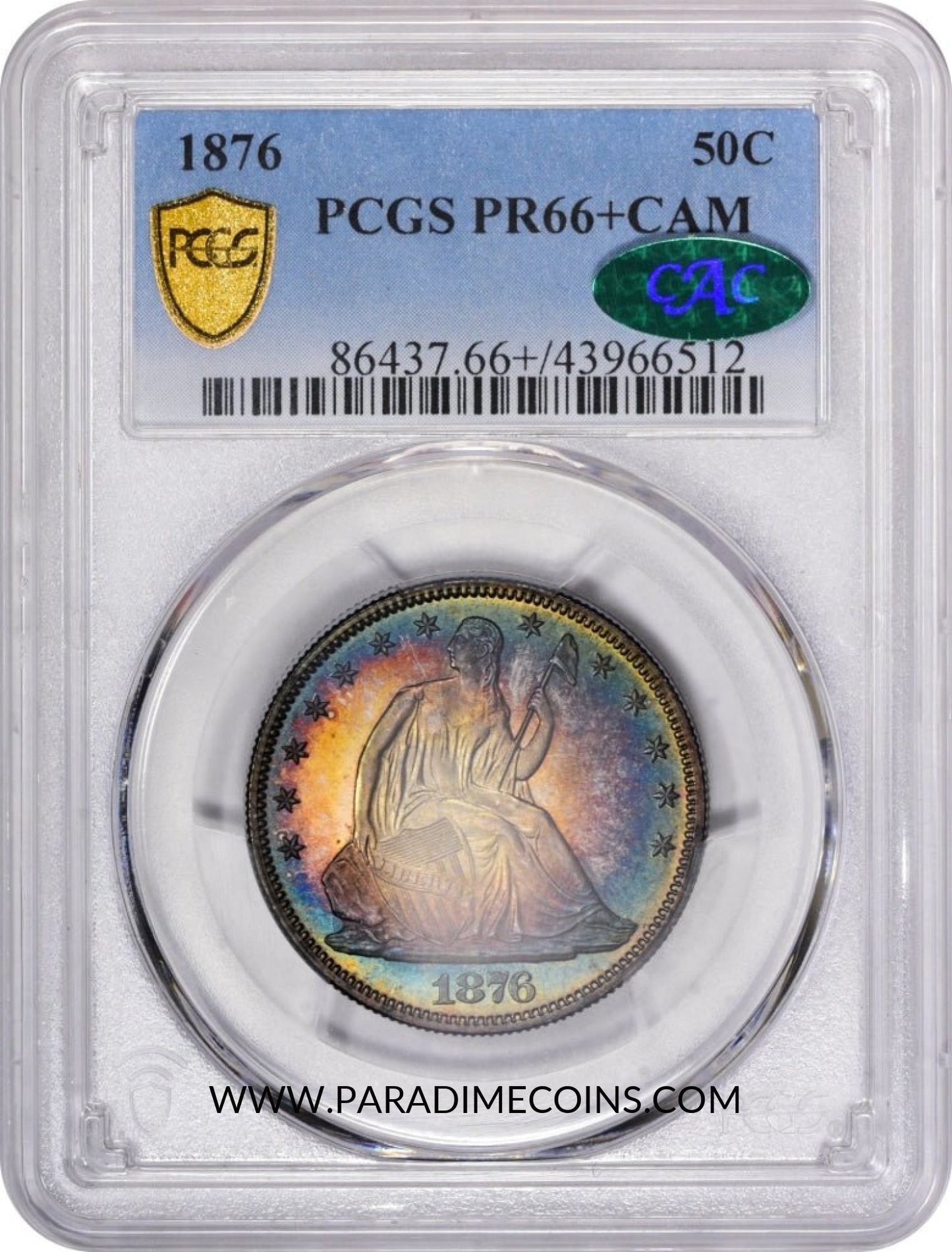 1876 50C PR66+ CAM PCGS CAC - Paradime Coins | PCGS NGC CACG CAC Rare US Numismatic Coins For Sale