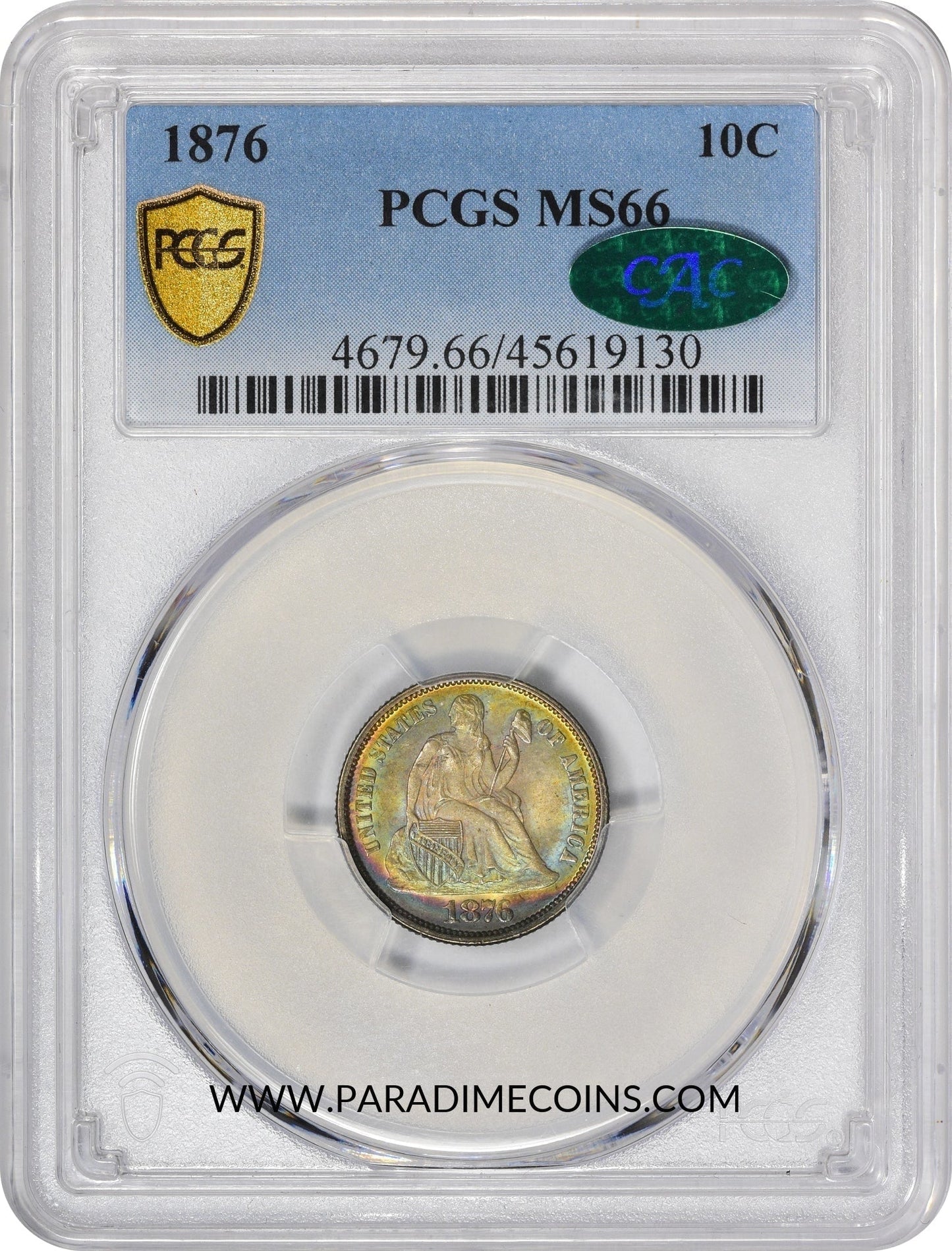 1876 10C MS66 PCGS CAC - Paradime Coins | PCGS NGC CACG CAC Rare US Numismatic Coins For Sale