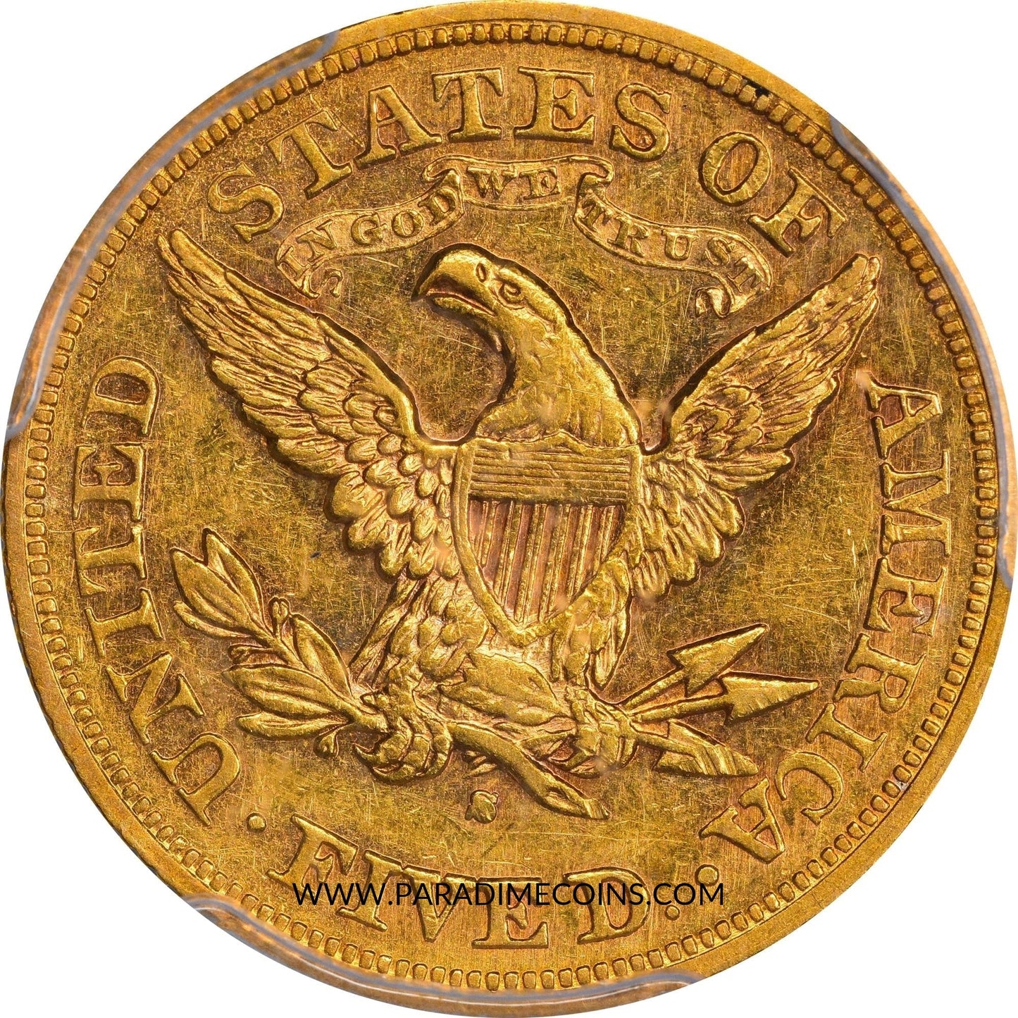 1877-S $5 AU55 PCGS - Paradime Coins | PCGS NGC CACG CAC Rare US Numismatic Coins For Sale
