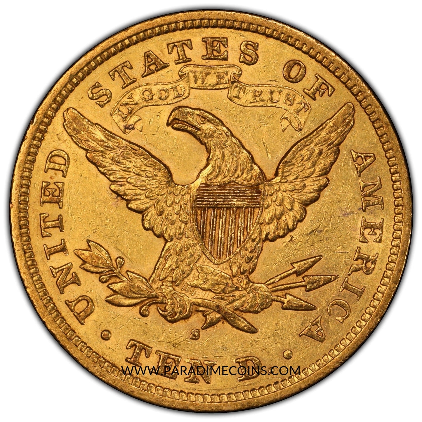 1878-S $10 AU58 PCGS CAC - Paradime Coins | PCGS NGC CACG CAC Rare US Numismatic Coins For Sale