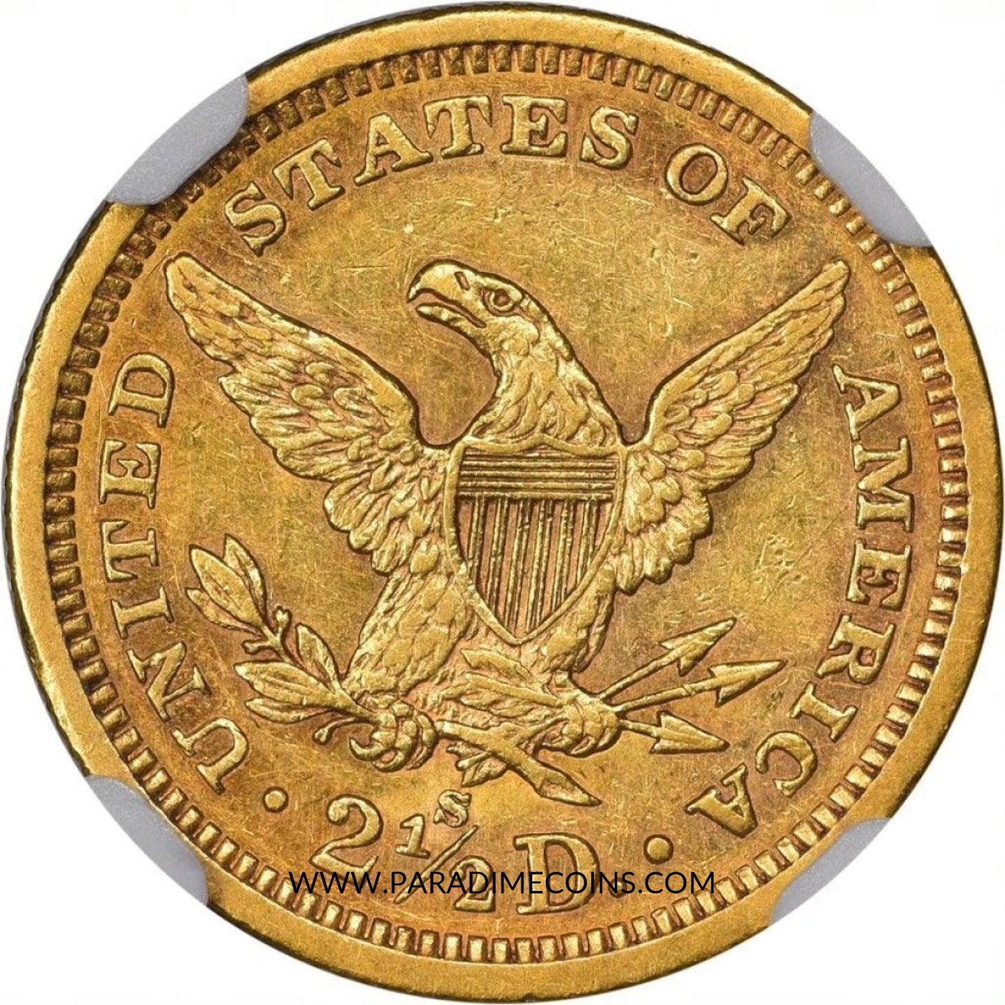 1879-S $2.5 AU58 NGC CAC - Paradime Coins | PCGS NGC CACG CAC Rare US Numismatic Coins For Sale