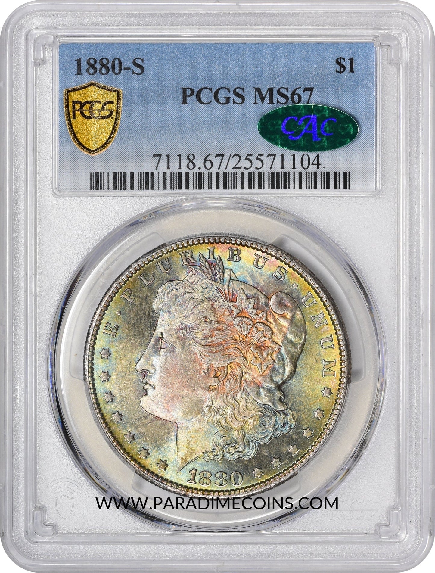 1880-S $1 MS67 PCGS CAC - Paradime Coins | PCGS NGC CACG CAC Rare US Numismatic Coins For Sale