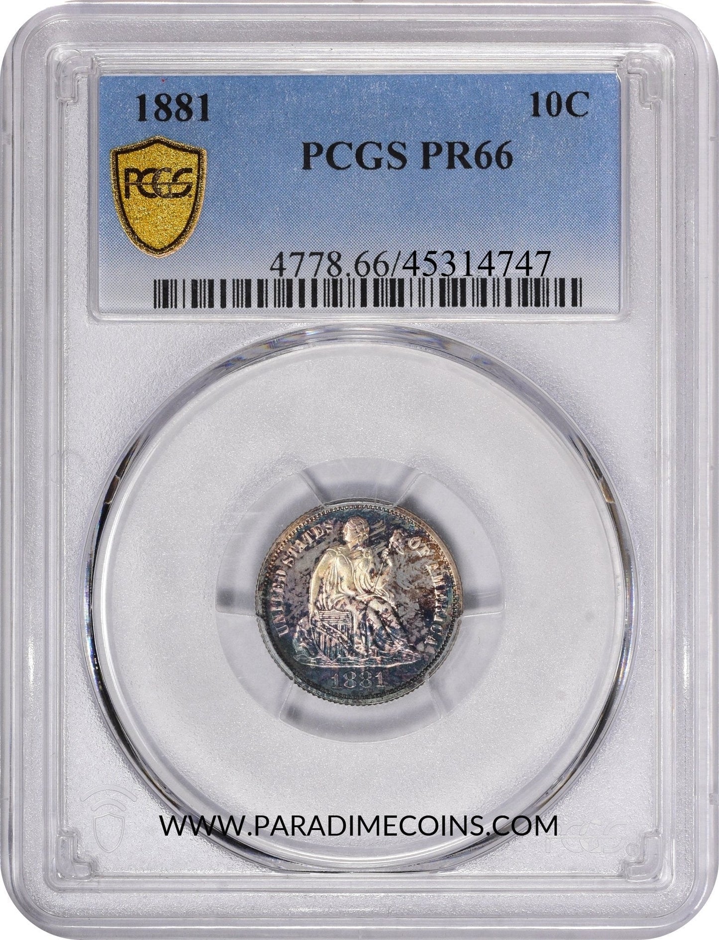 1881 10C PR66 PCGS - Paradime Coins | PCGS NGC CACG CAC Rare US Numismatic Coins For Sale