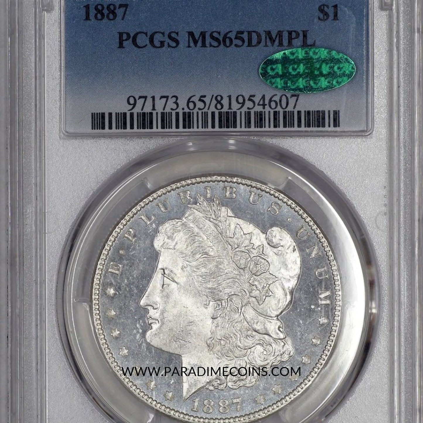 1887 $1 MS65 DMPL PCGS CAC - Paradime Coins | PCGS NGC CACG CAC Rare US Numismatic Coins For Sale