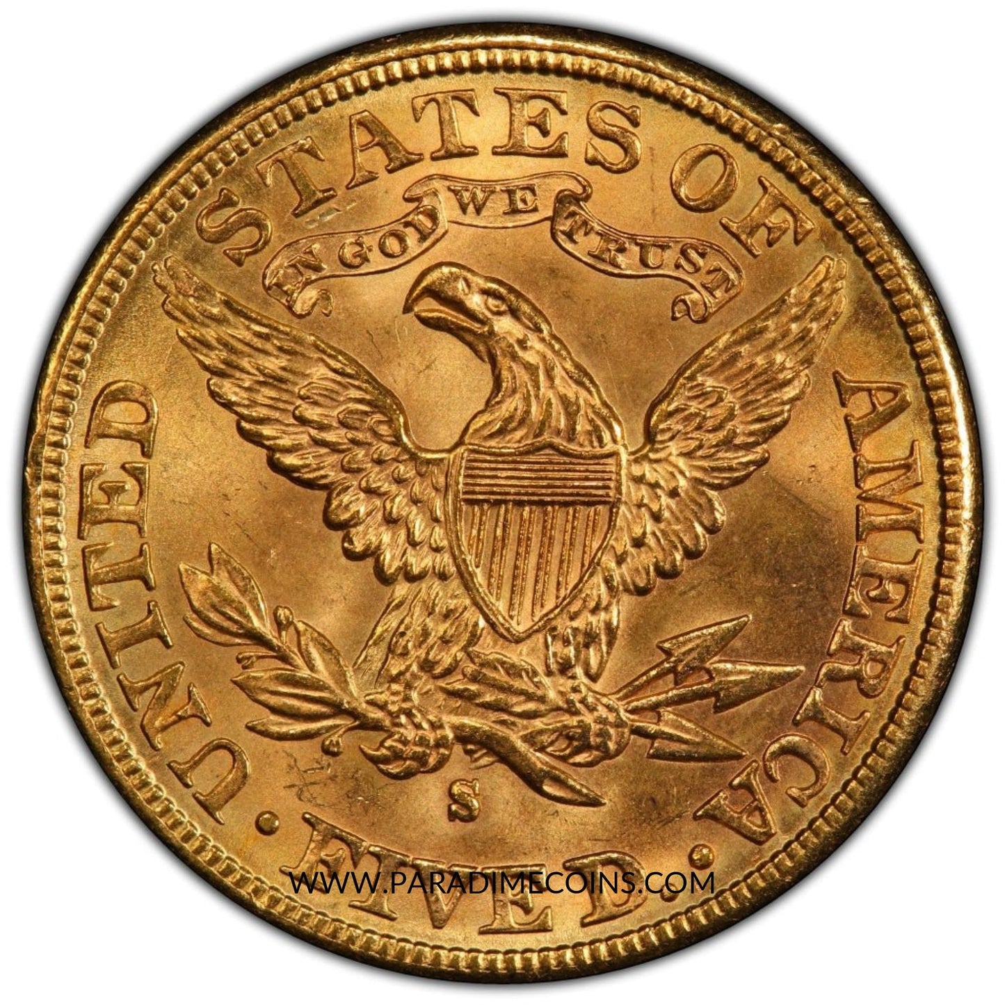 1887-S $5 MS66 PCGS - Paradime Coins | PCGS NGC CACG CAC Rare US Numismatic Coins For Sale