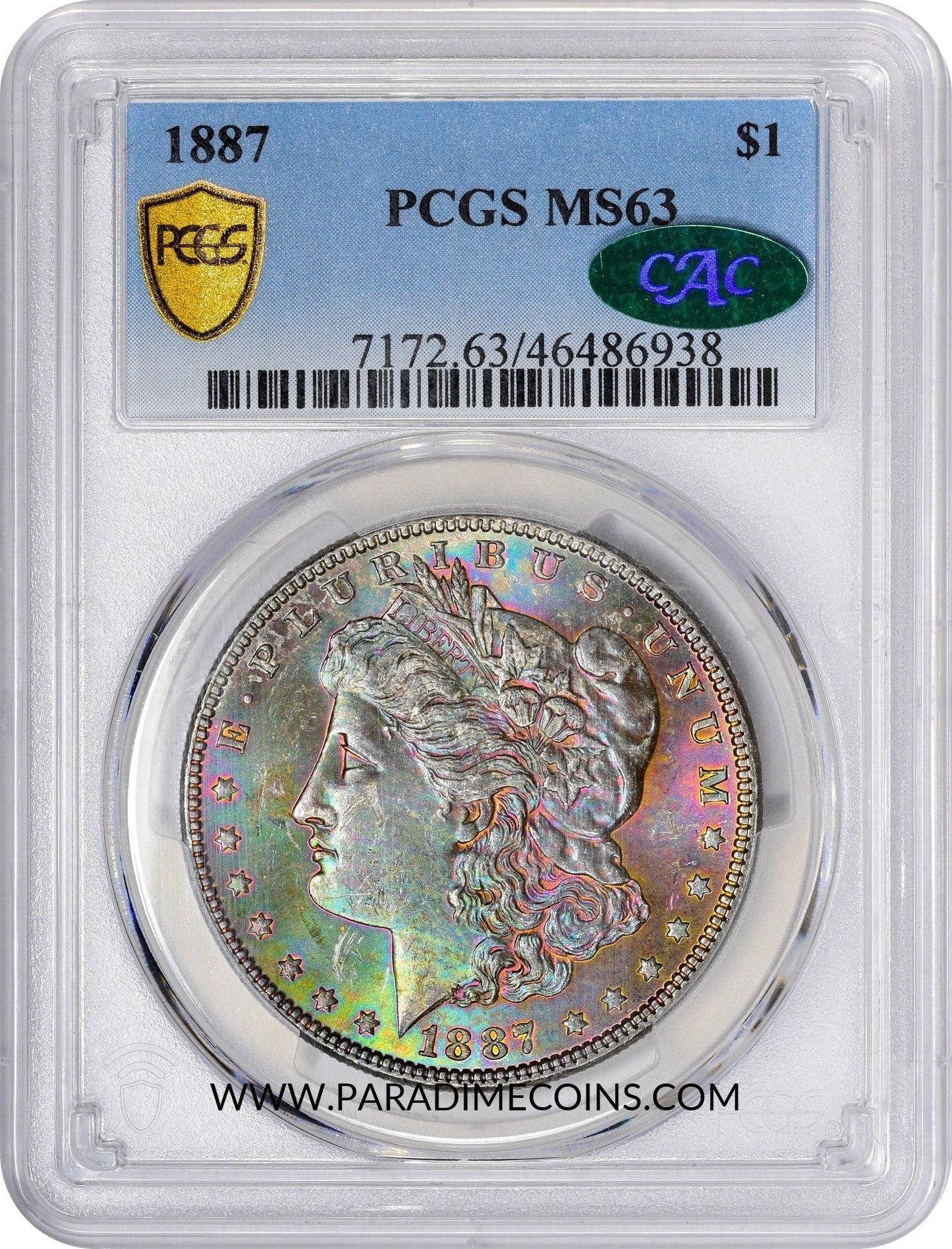 1887 $1 MS63 PCGS CAC - Paradime Coins | PCGS NGC CACG CAC Rare US Numismatic Coins For Sale