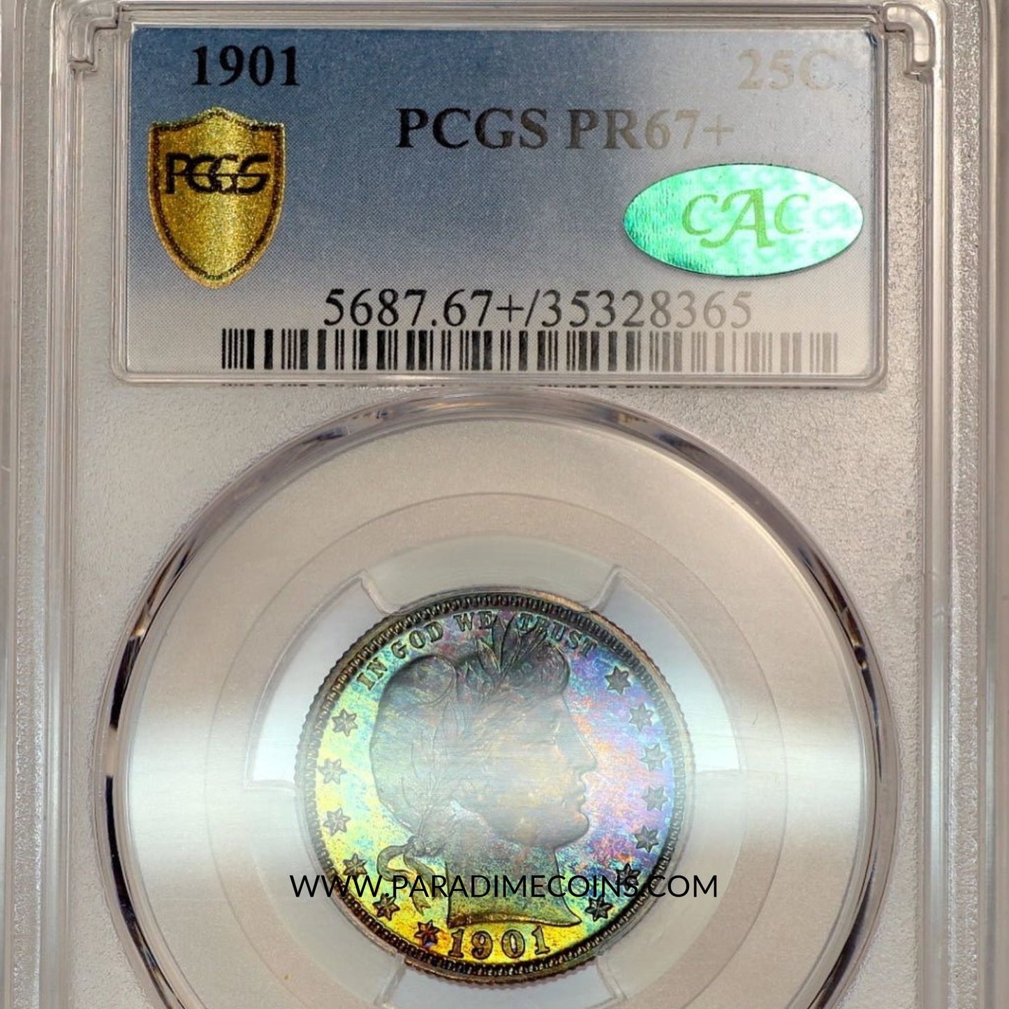 1901 25C PR67+ PCGS CAC - Paradime Coins | PCGS NGC CACG CAC Rare US Numismatic Coins For Sale
