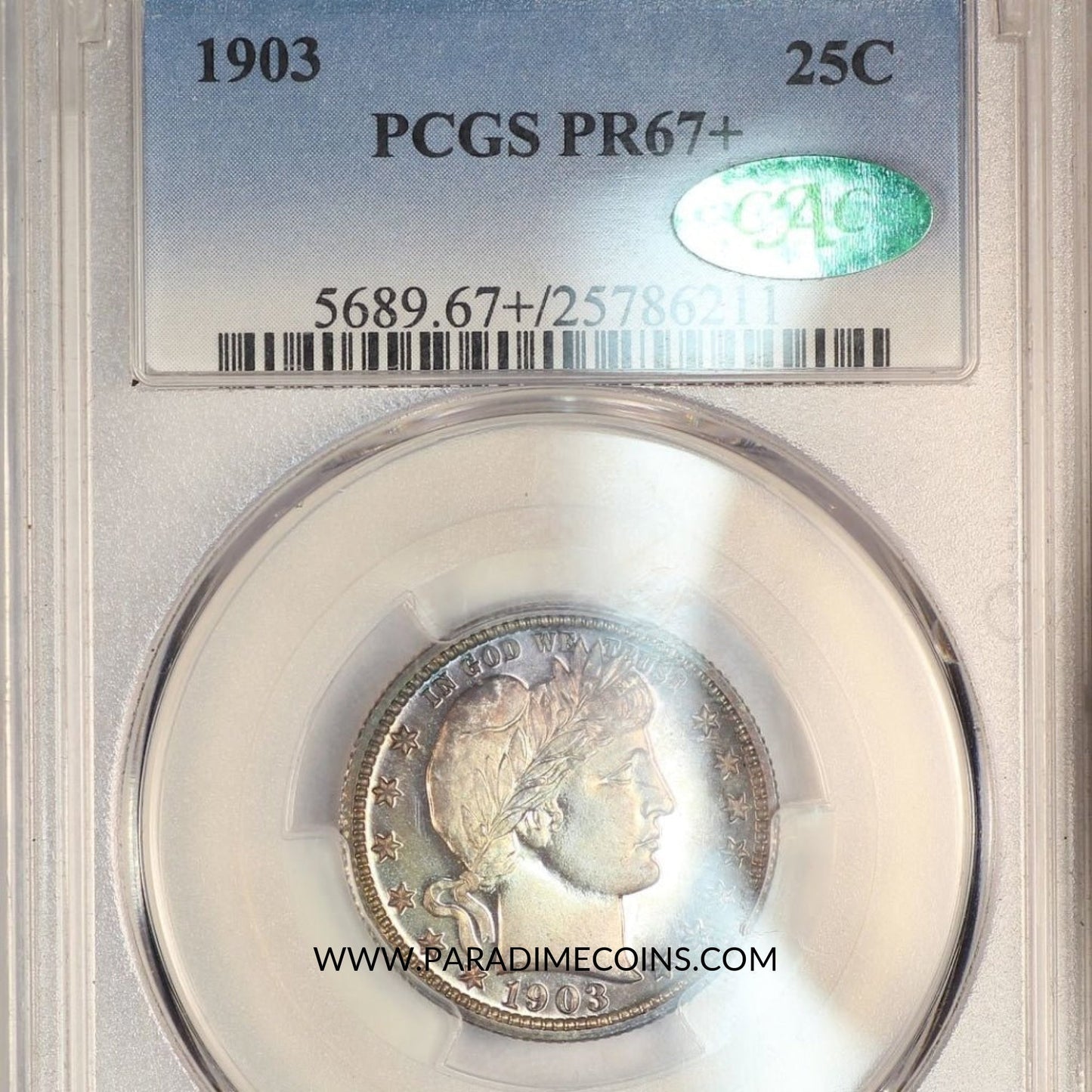 1903 25C PR67+ PCGS CAC - Paradime Coins | PCGS NGC CACG CAC Rare US Numismatic Coins For Sale