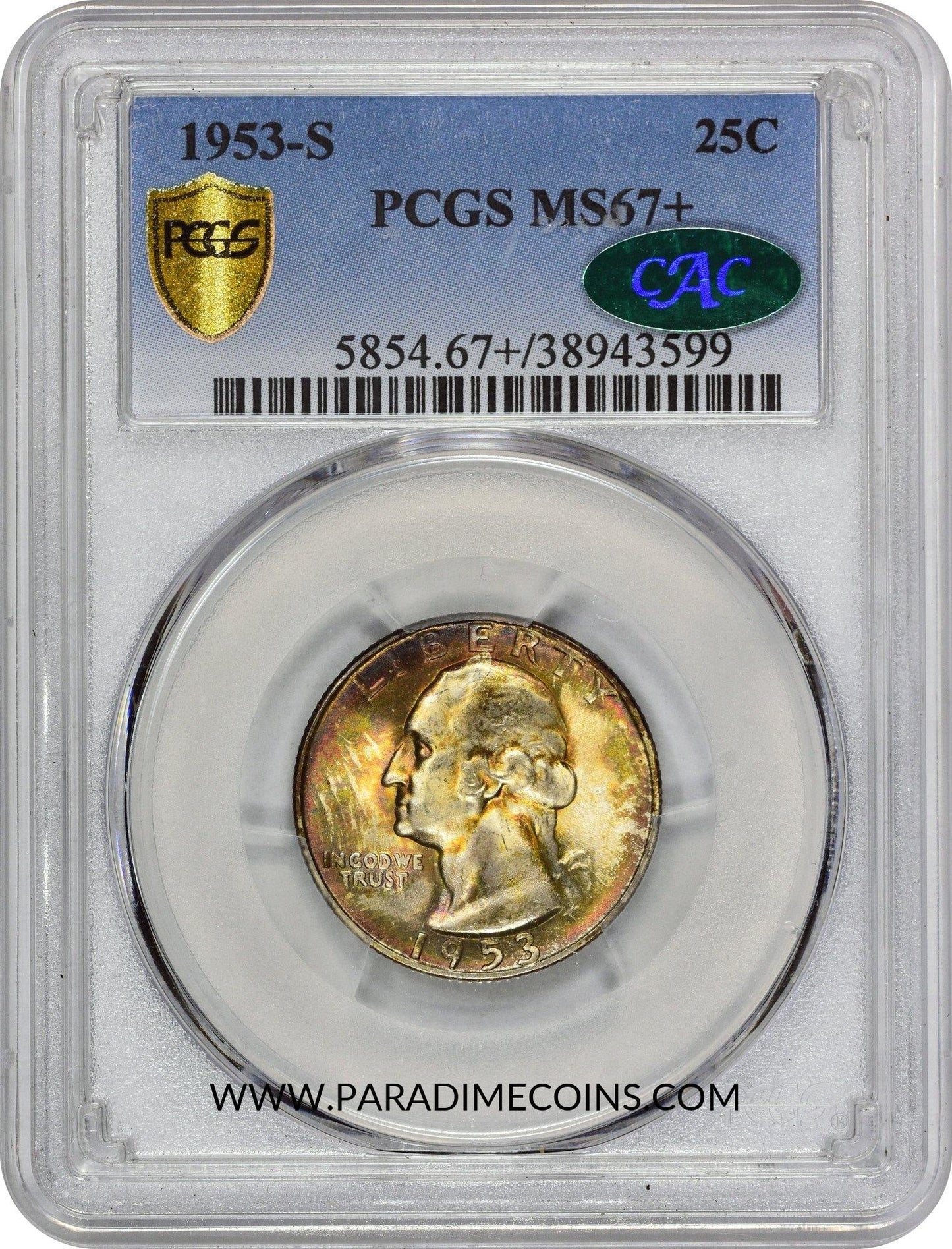 1953-S 25C MS67+ PCGS CAC - Paradime Coins | PCGS NGC CACG CAC Rare US Numismatic Coins For Sale
