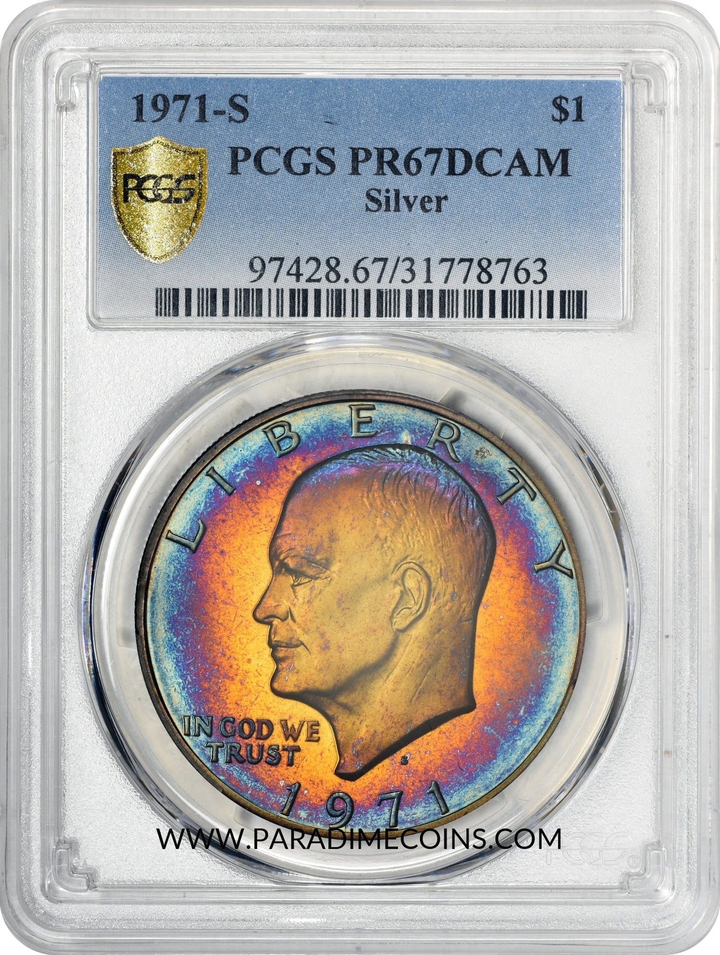 1971-S $1 SILVER PR67 DCAM PCGS - Paradime Coins | PCGS NGC CACG CAC Rare US Numismatic Coins For Sale