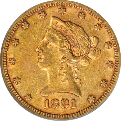 1881 $10 XF45 PCGS CAC