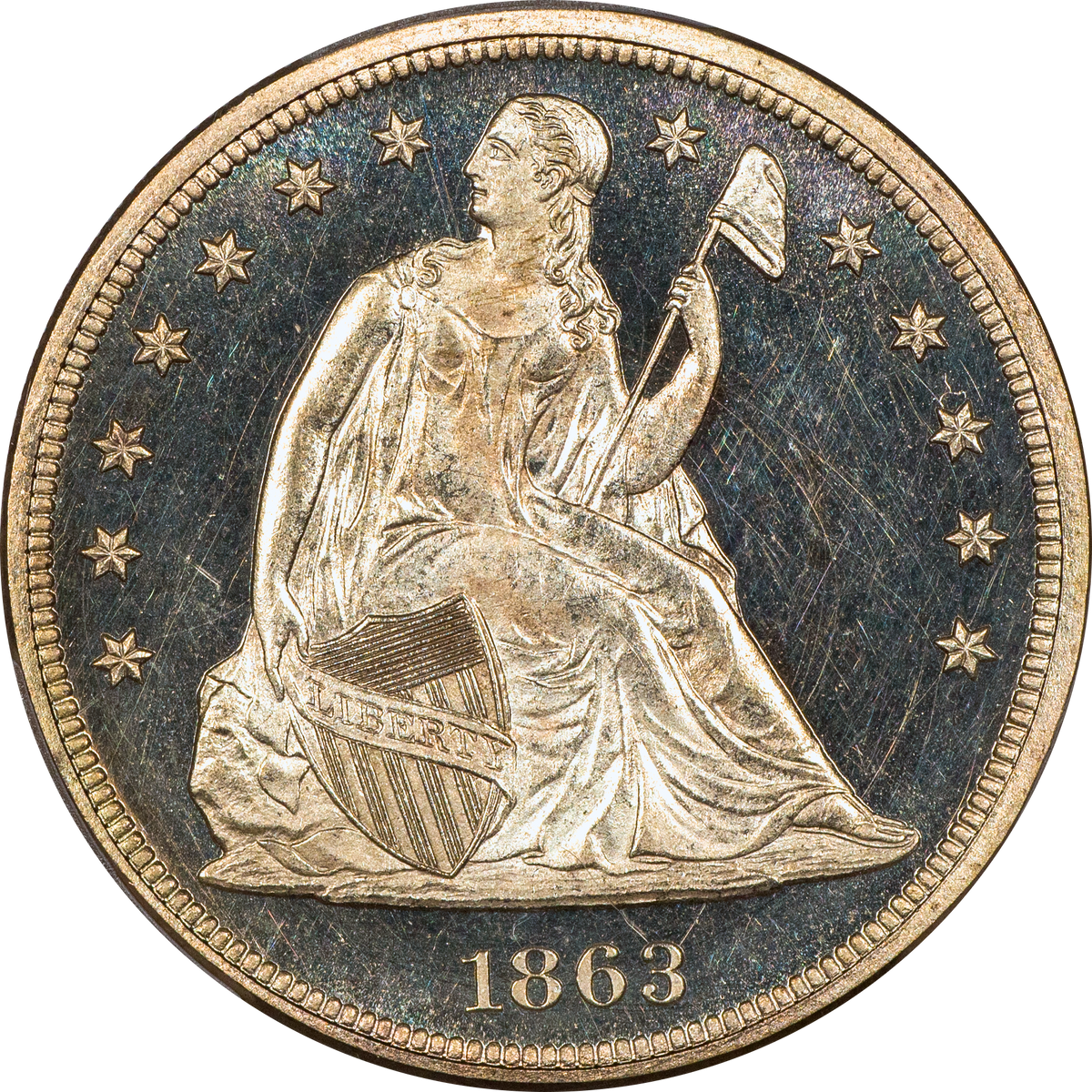 1863 $1 PR64 CAM PCGS CAC