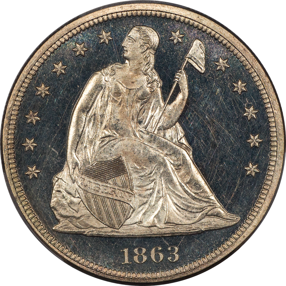 1863 $1 PR64 CAM PCGS CAC
