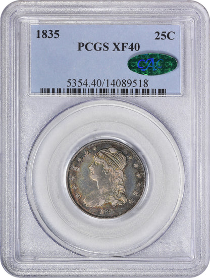1835 25C XF40 PCGS CAC