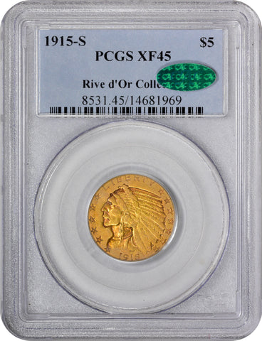 1915-S $5 XF45 PCGS CAC