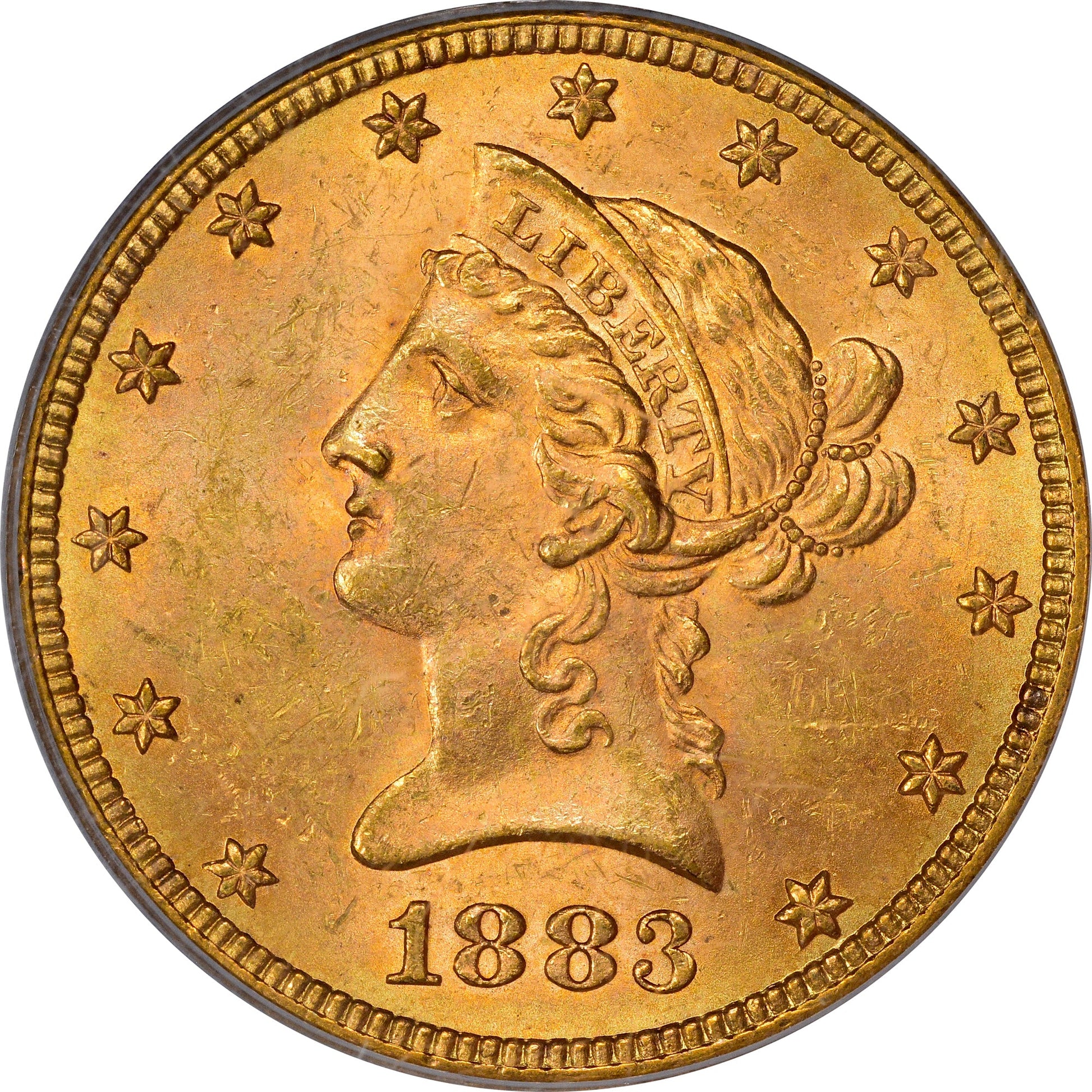 1883 $10 Ms63 Pcgs Cac