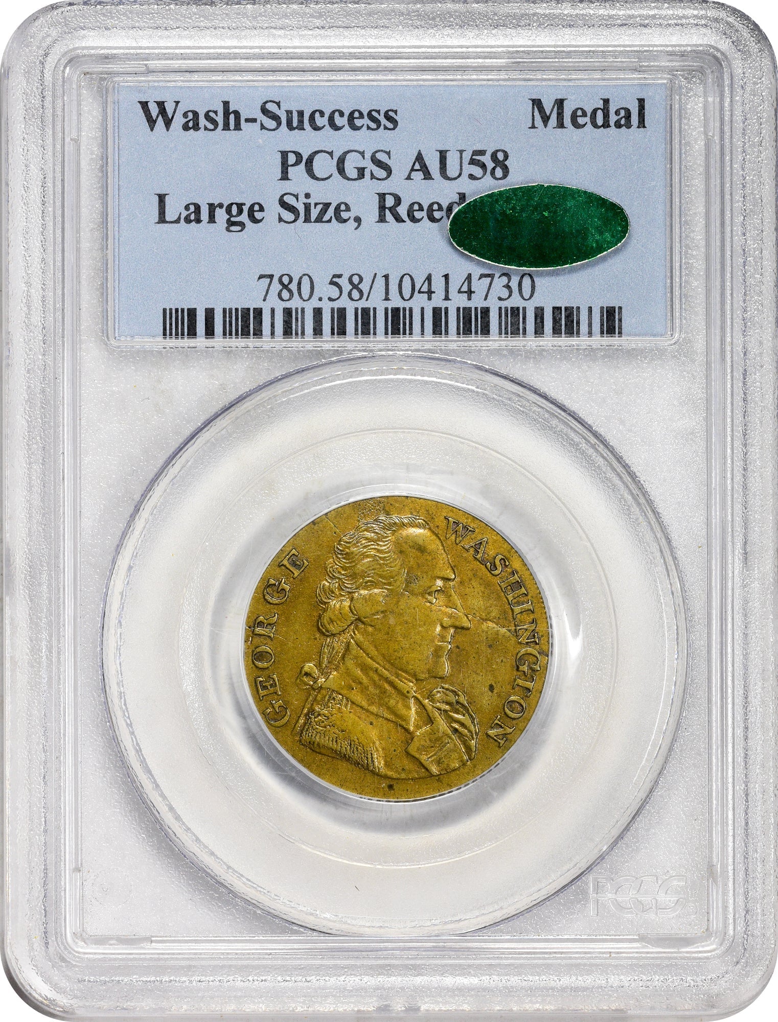 (1790s) WASHINGTON SUCCESS MEDAL PCGS AU58 CAC - Paradime Coins | PCGS NGC CACG CAC Rare US Numismatic Coins For Sale