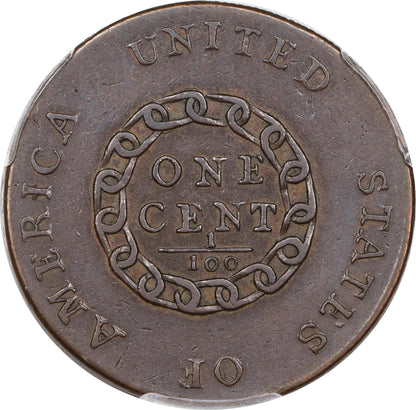1793 1C CHAIN AMERICA XF40 PCGS CAC REVERSE