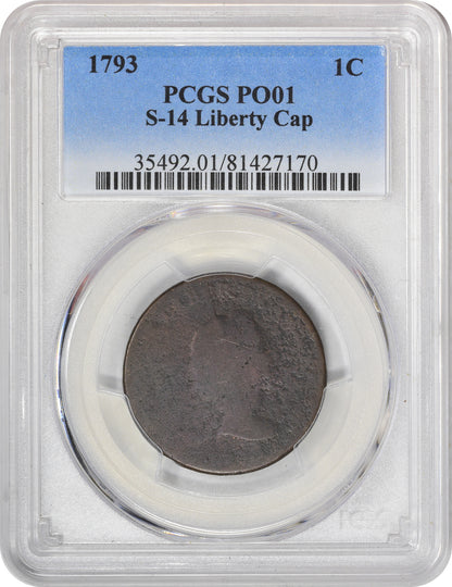 1793 1C S-14 LIBERTY CAP P01 PCGS HOLDER