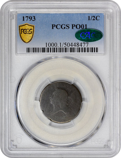 1793 1/2C P01 PCGS CAC