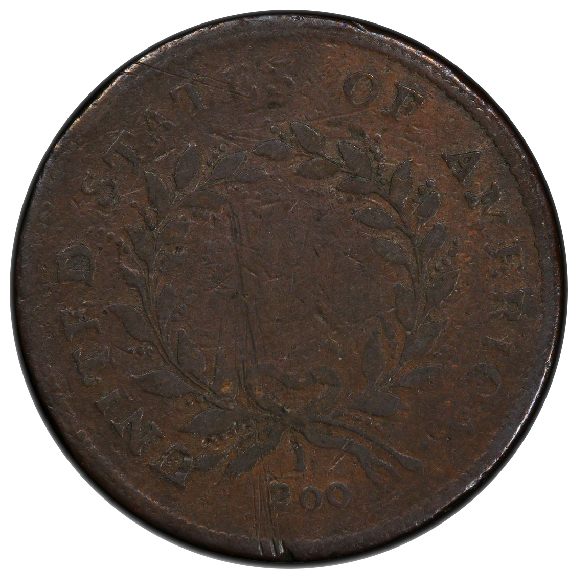 1793 Liberty Cap Half Cent 1/2C F12 PCGS CAC Reverse