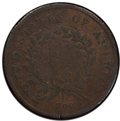 1793 Liberty Cap Half Cent 1/2C F12 PCGS CAC Reverse