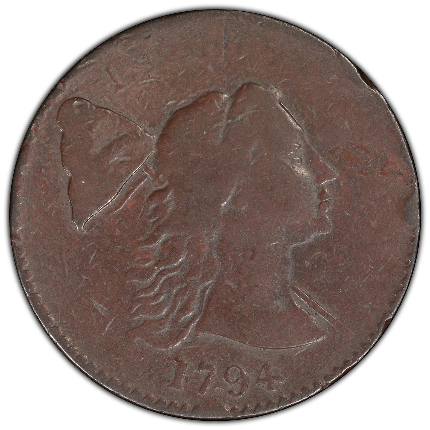 1794 1C HEAD OF 93 F12 PCGS -  zoom in obverse