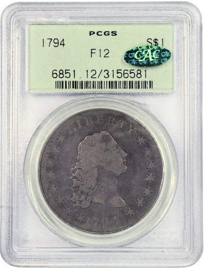 1794 $1 F12 OGH PCGS CAC HOLDER WITH CAC GREEN STICKER