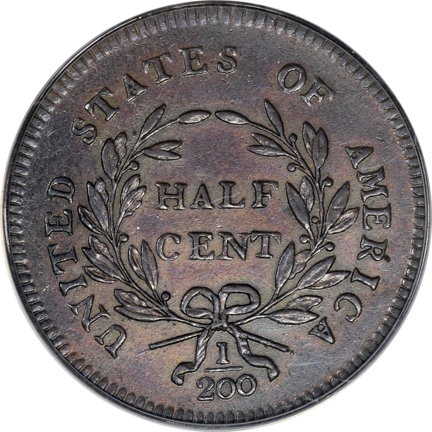 1795 1/2C PLAIN EDGE NO POLE AU53 OGH PCGS CAC REVERSE