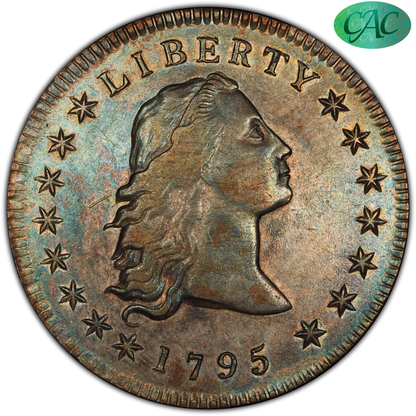 1795 $1 FLOWING HAIR DOLLAR 3 LEAVES XF40 PCGS CAC