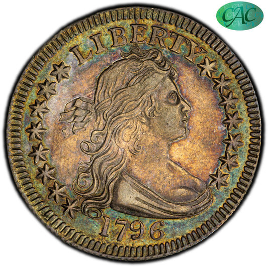 1796 25C AU53+ PCGS CAC 25C