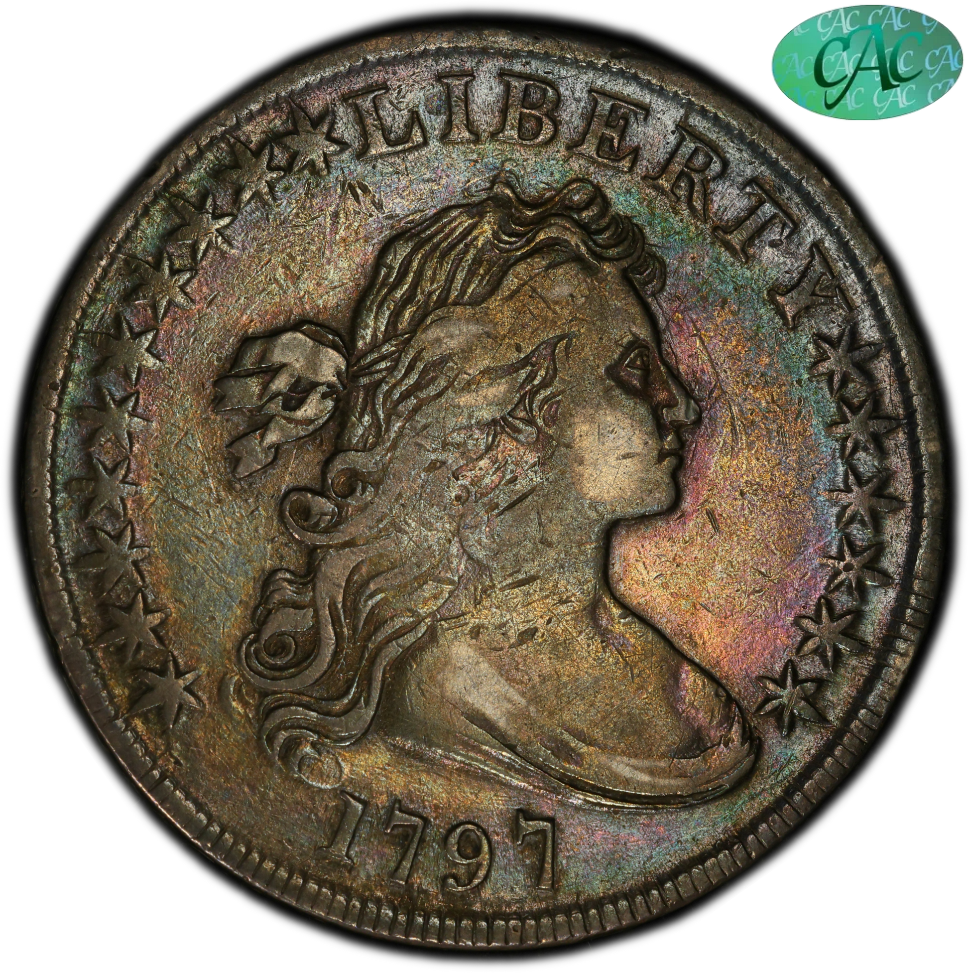 1797 $1 10X6 LG LETTERS VF25 PCGS CAC $1